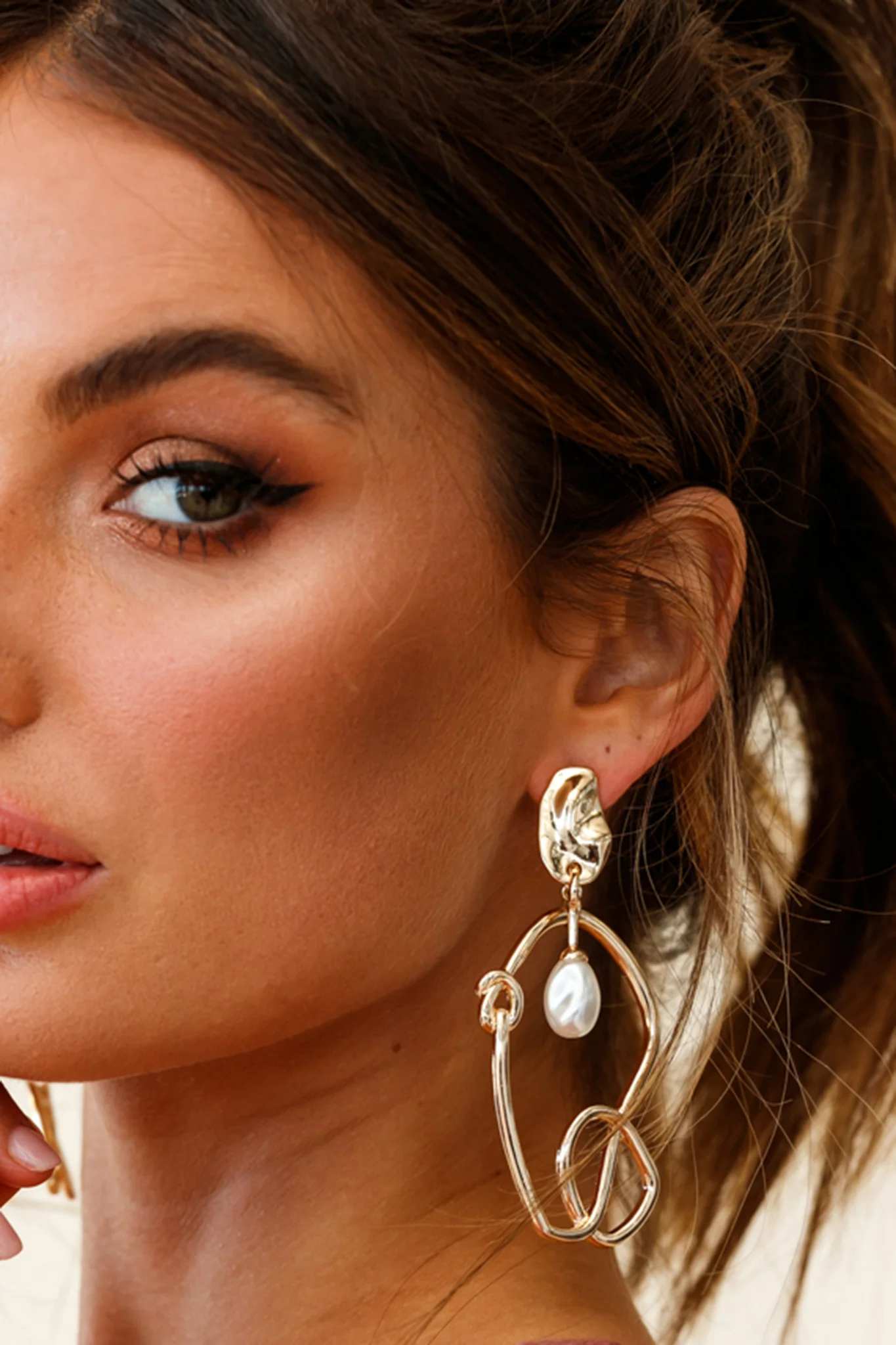 Paloma Abstract Pearl Drop Earrings Gold - Sonourner