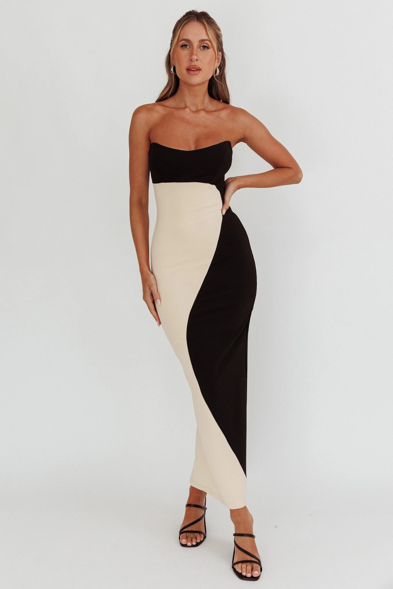 Regent Strapless Maxi Dress Black/Beige - Sonourner