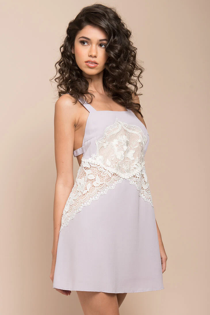 Lauren Lace Details Dress Lilac - Sonourner