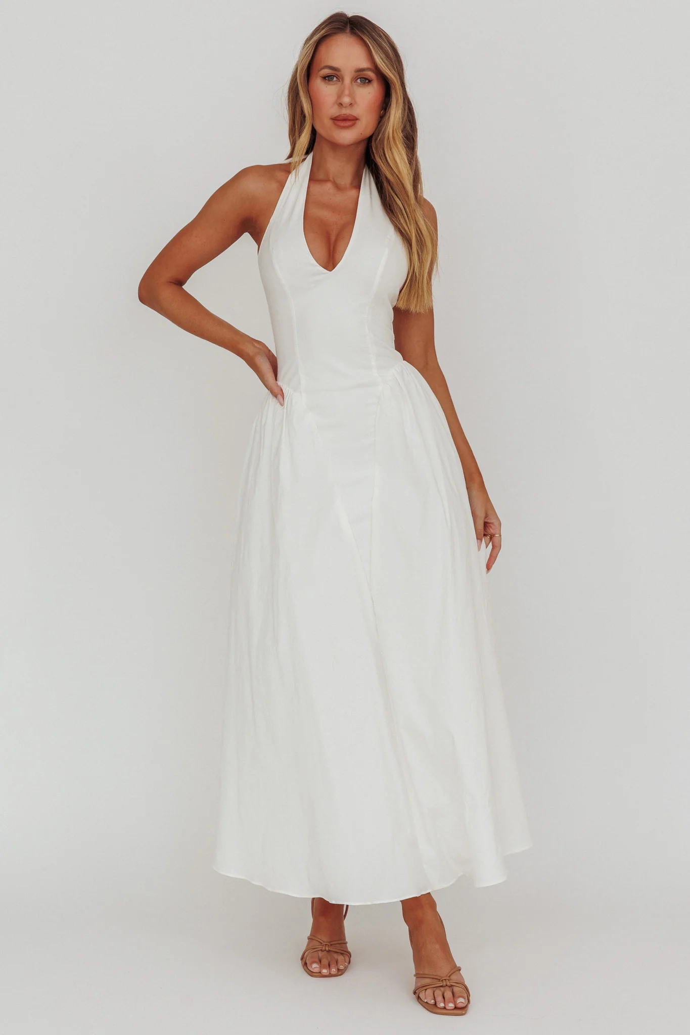 El Corazon Halterneck Dress Cream - Sonourner