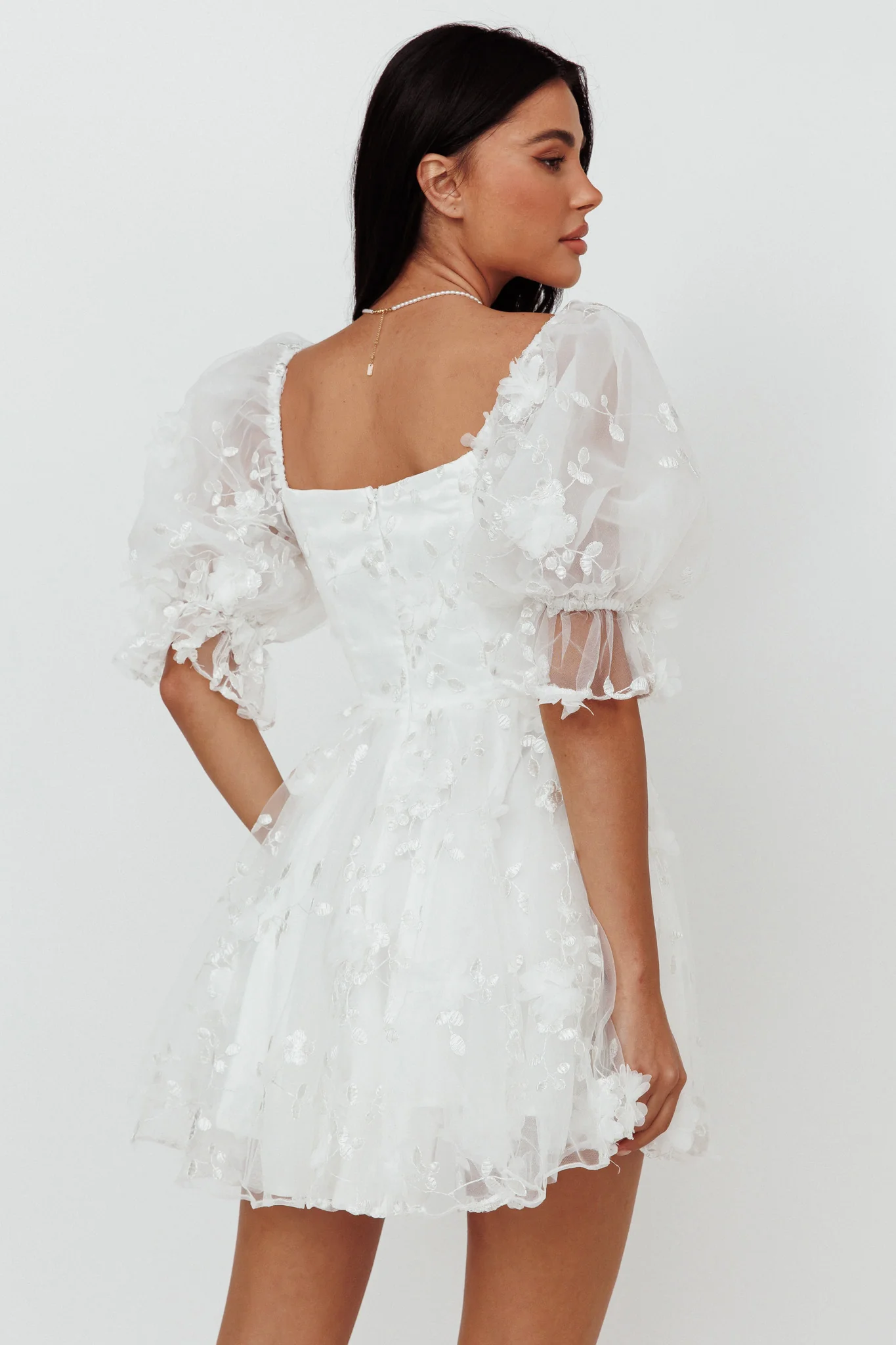 I've Got Sunshine Ruffle Strap Mini Dress Embellished White - Sonourner