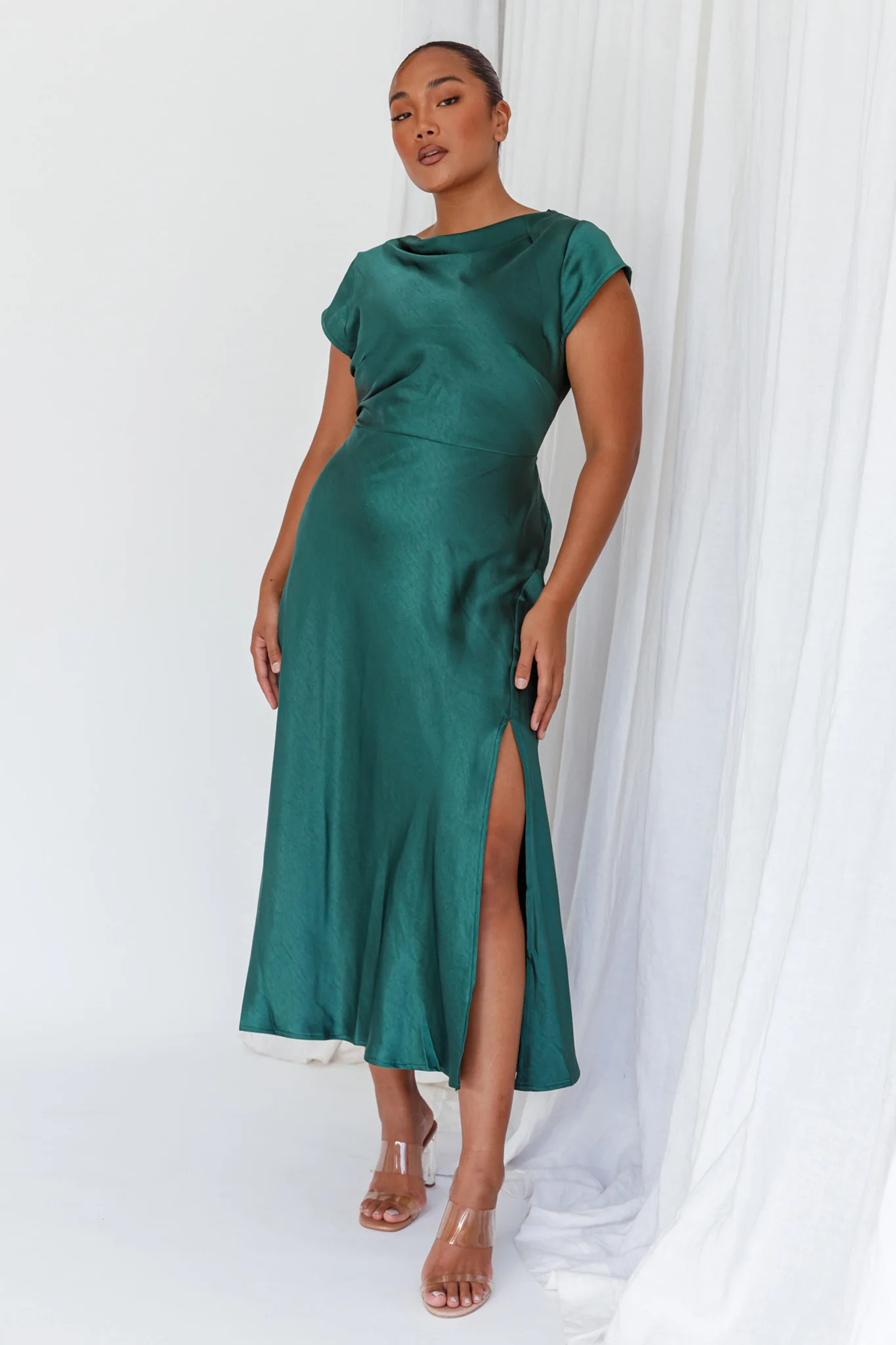 Lucinda Twist Back Midi Dress Jade - Sonourner