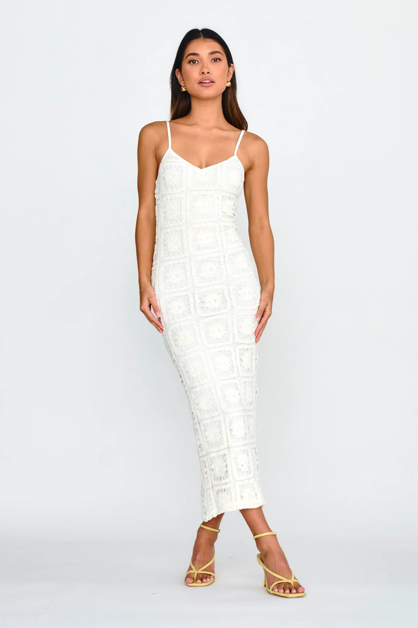 Cayman Sunset Crochet Midi Dress White - Sonourner