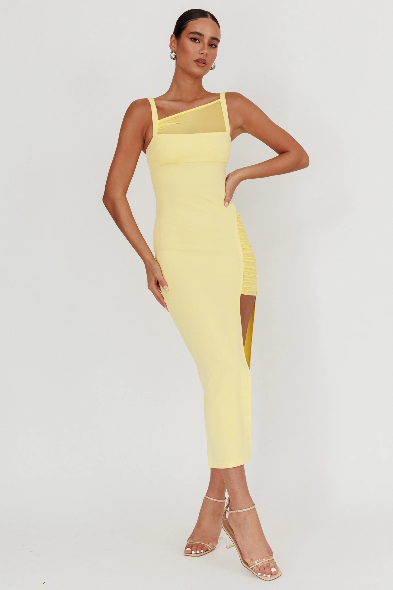 Zenya Split Ruched Maxi Dress Butter - Sonourner