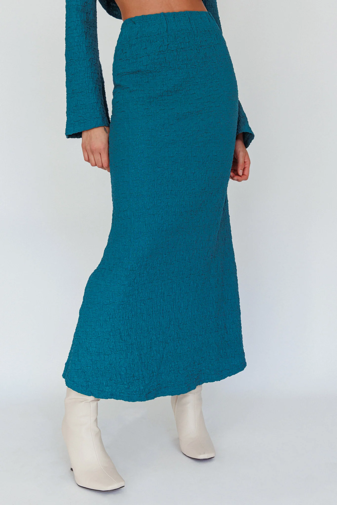 Treasures Textured Midi Skirt Teal - Sonourner