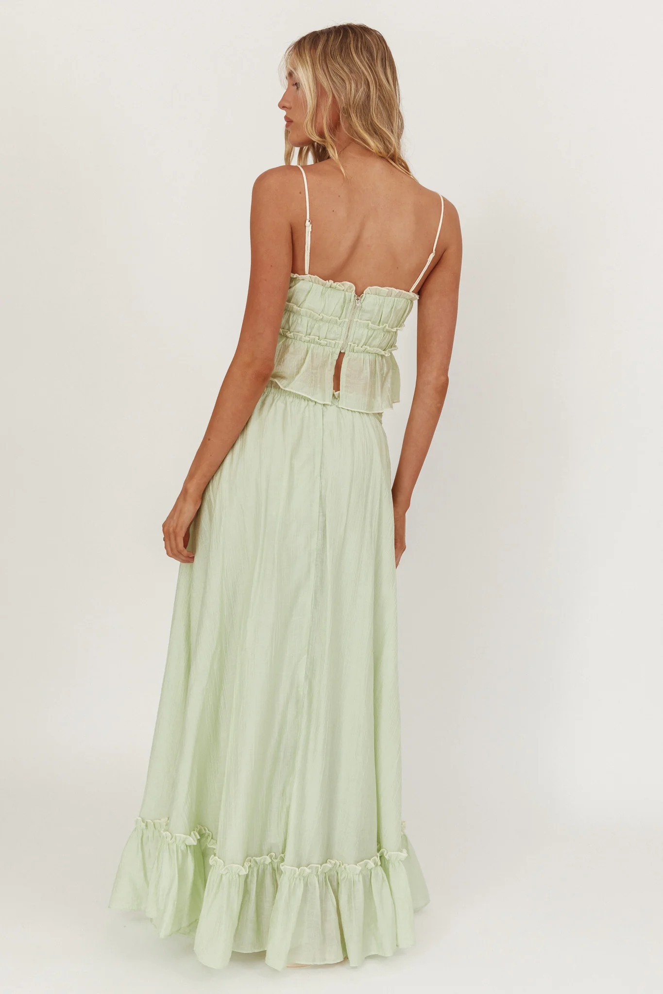 Maidens Tie Detail Overlock Maxi Skirt Sage - Sonourner