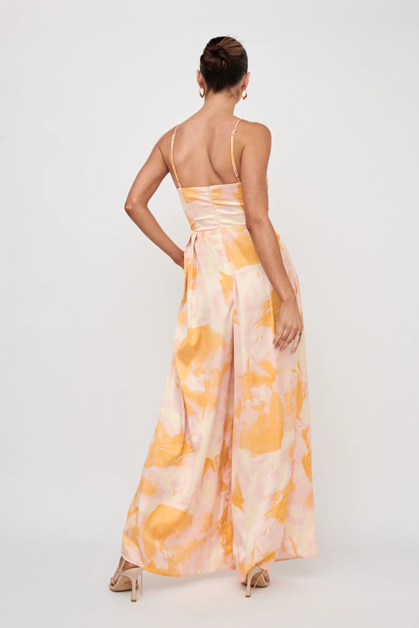 Tammi Cut-Out Waist Jumpsuit Abstract Yellow - Sonourner