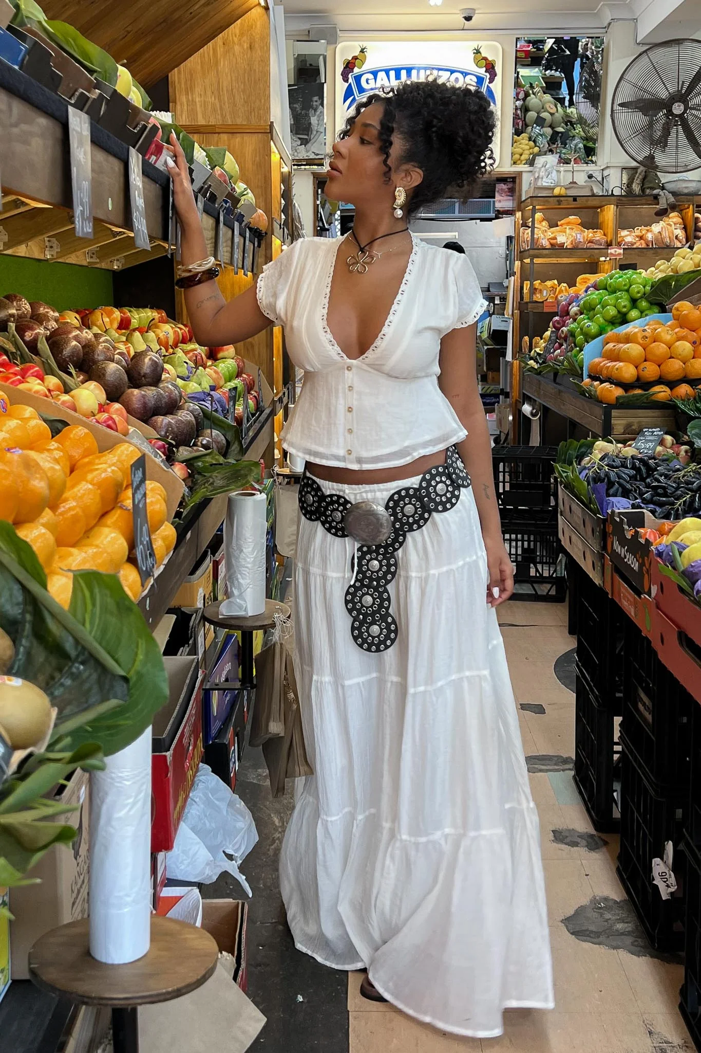 Azura Drawstring Maxi Skirt White - Sonourner