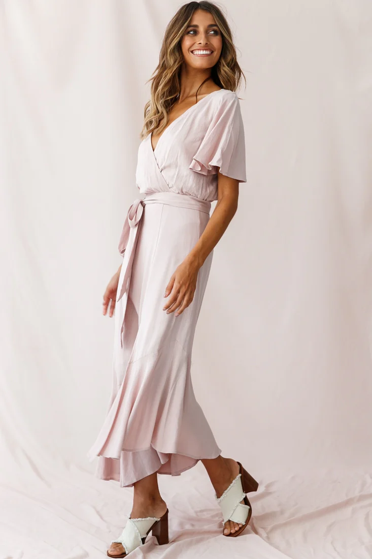 Friday Surplice Neckline Front Split Maxi Dress Mauve - Sonourner