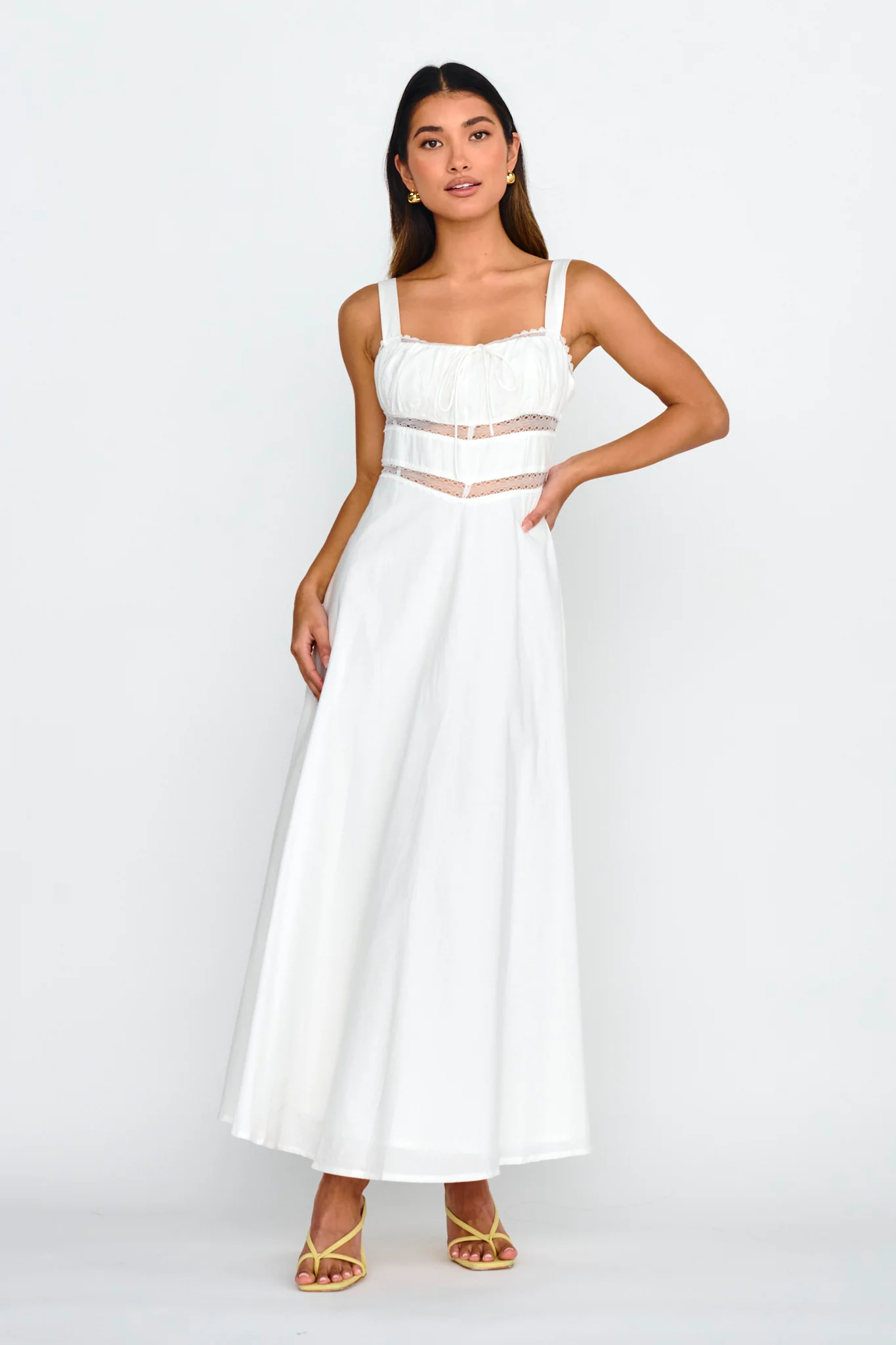 Kasiah Lace Trim Maxi Dress White - Sonourner