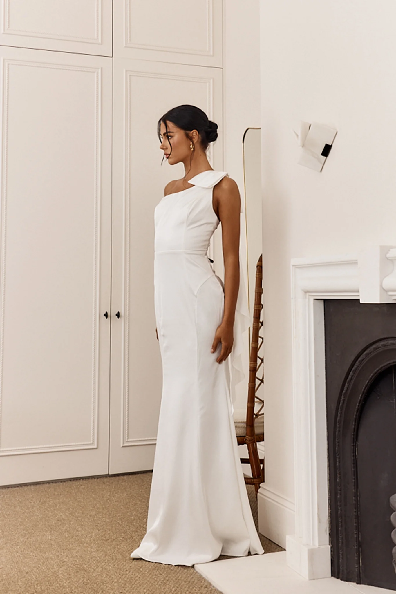 Carriann One-Shoulder Bow Maxi Dress White - Sonourner