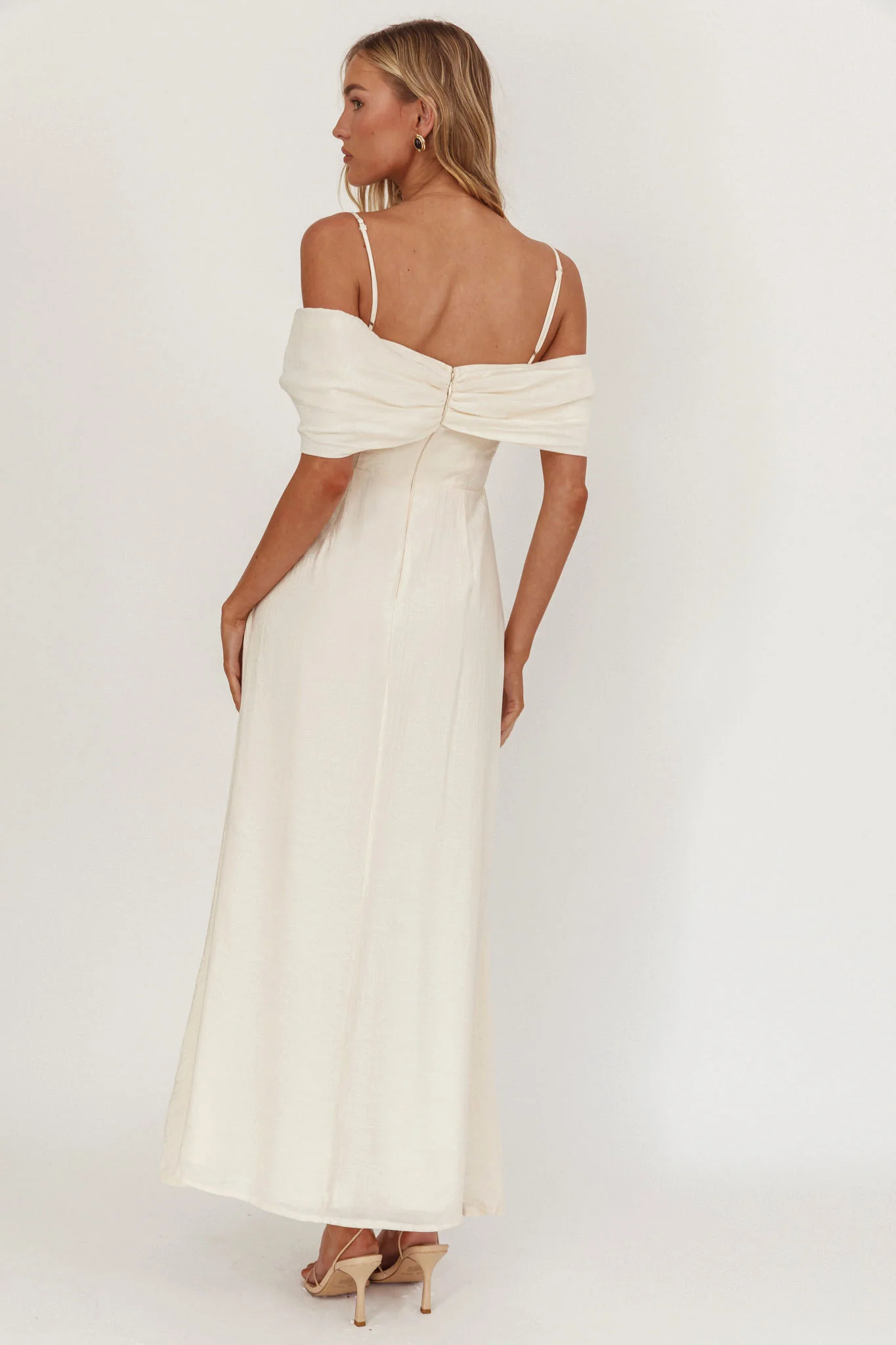 Lillibet Bow Tied Bust Midi Dress Cream - Sonourner