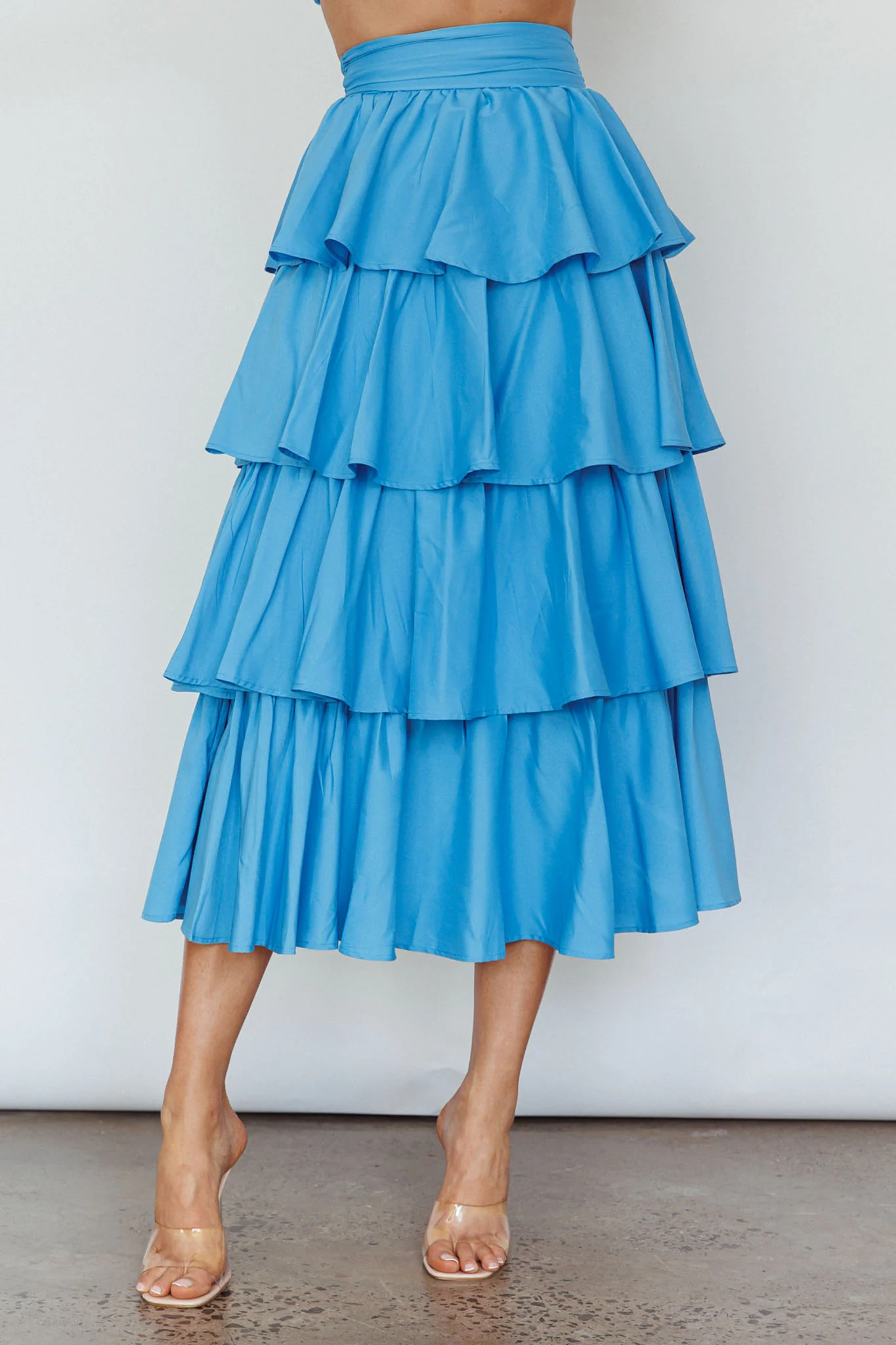 Suenito Tiered Frill Maxi Skirt Blue - Sonourner