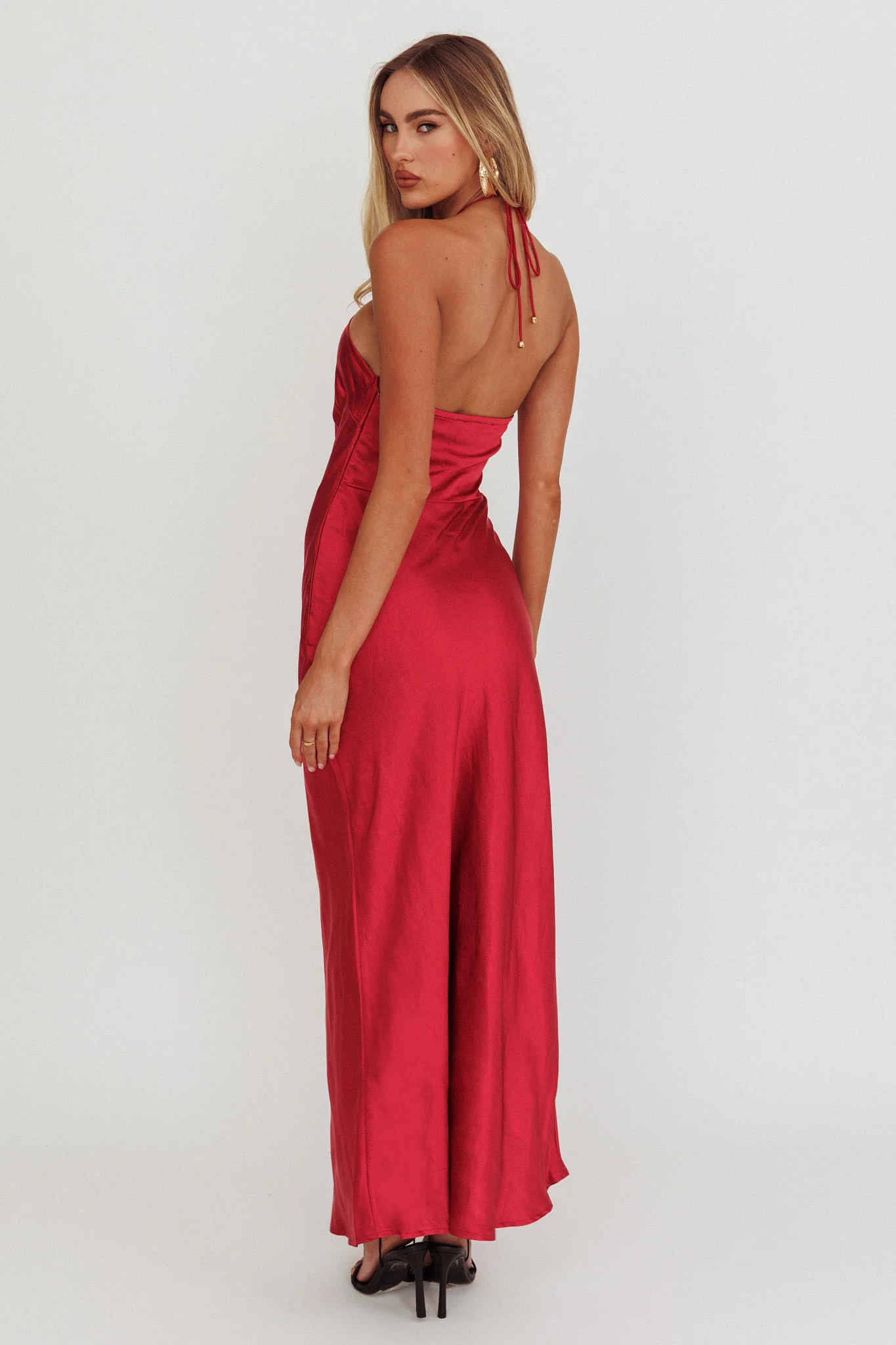 High Roller Flower Decoration Halter Dress Wine - Sonourner