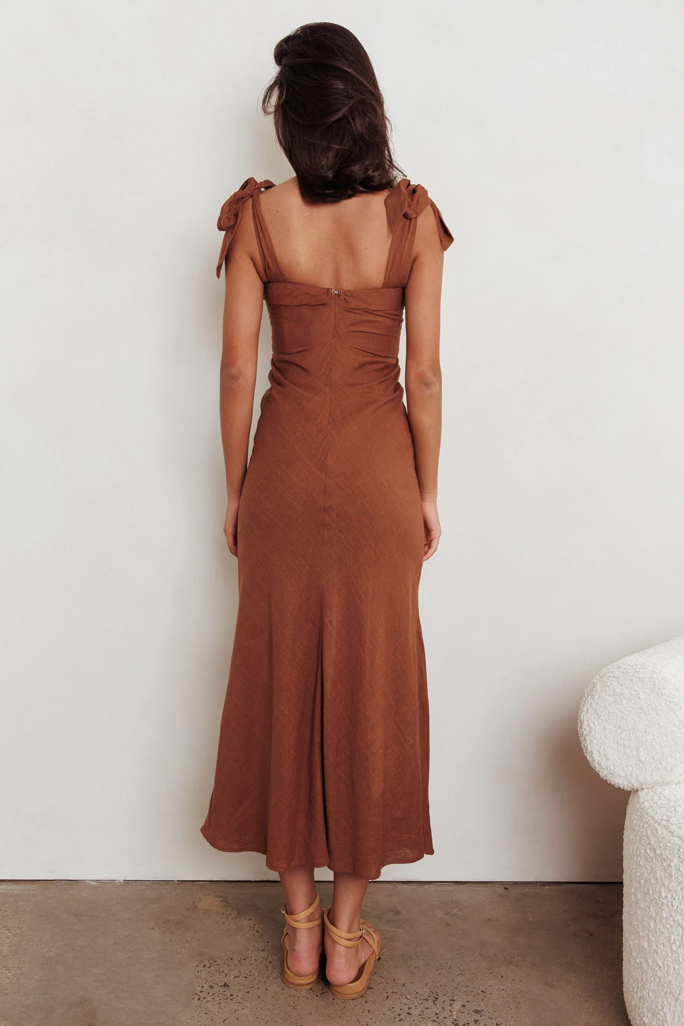 Appreciate You Tied Shoulder Maxi Dress Chocolate - Sonourner