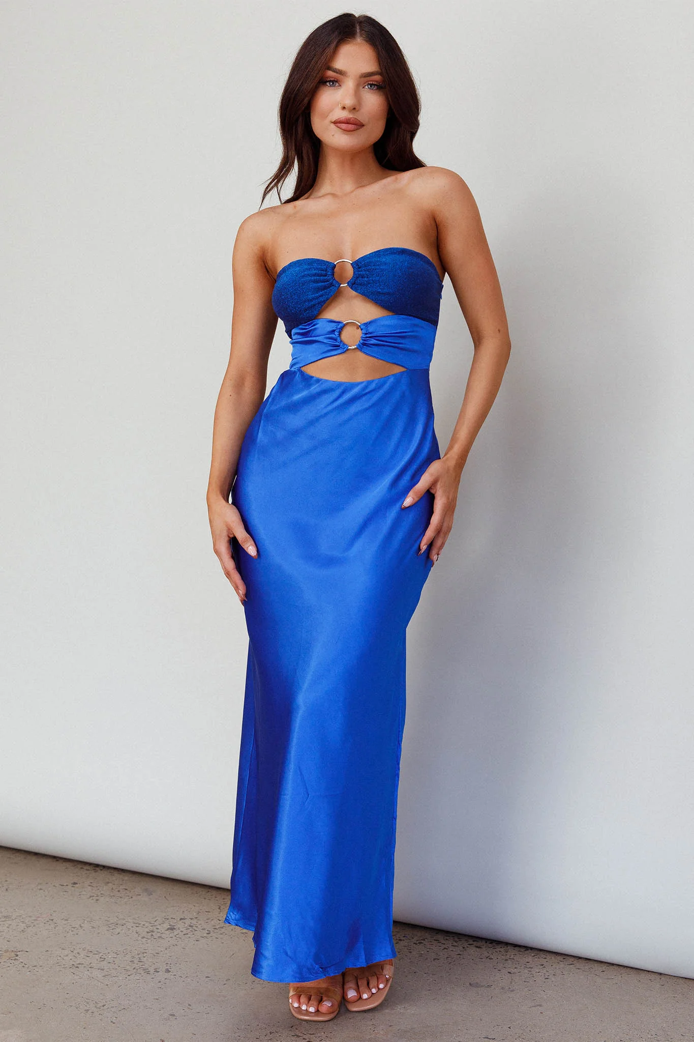 L'Amore Cut-Out Bodice Midi Dress Deep Blue - Sonourner