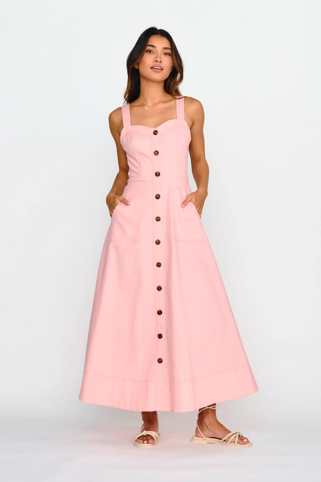 Laureen Pocket Maxi Dress Blush - Sonourner
