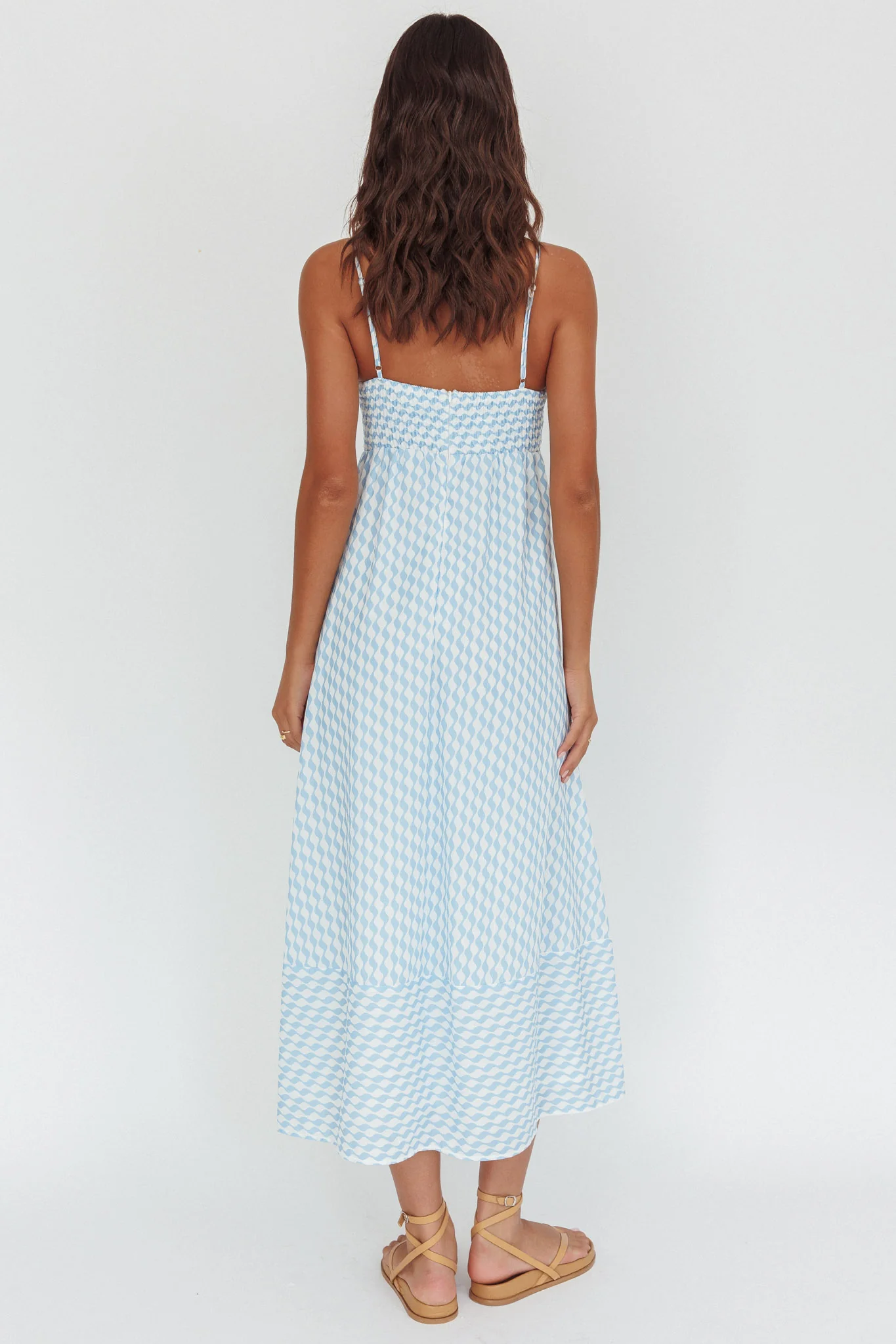 Shirley Square Neckline Maxi Dress Print Light Blue - Sonourner