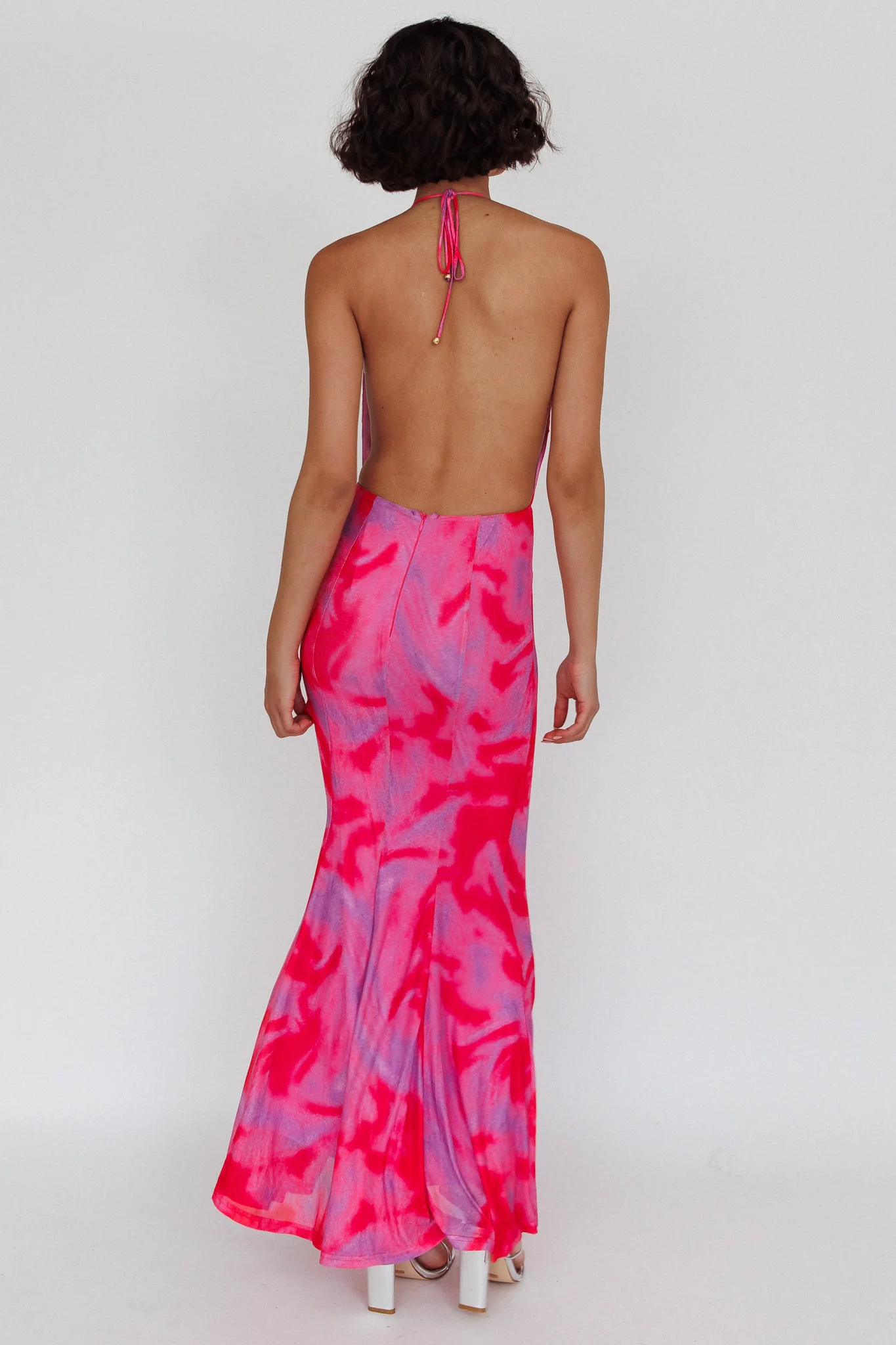 Mayah Halterneck Maxi Dress Printed Hot Pink - Sonourner