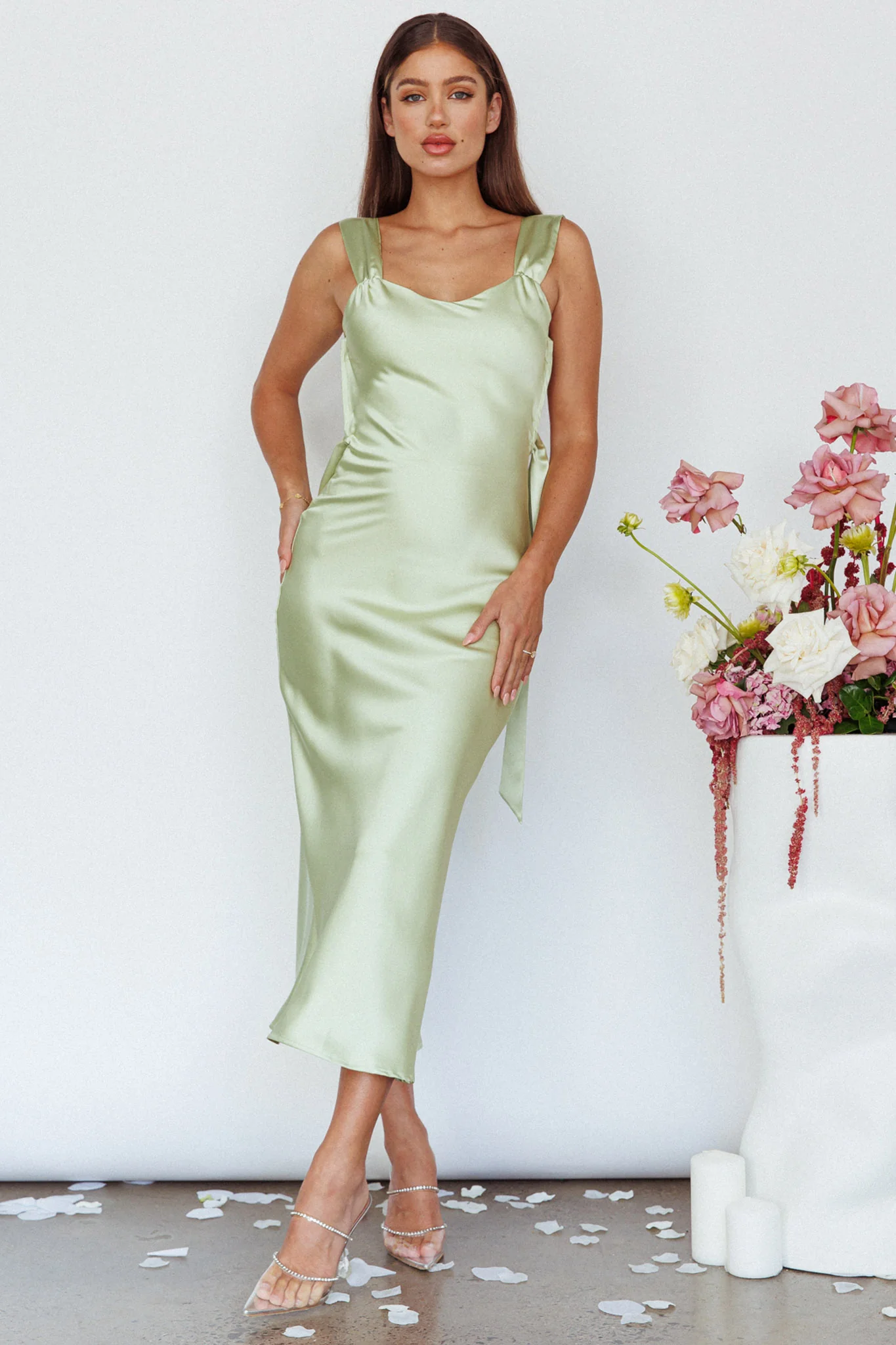 Amielle Open Back Midi Dress Mint - Sonourner