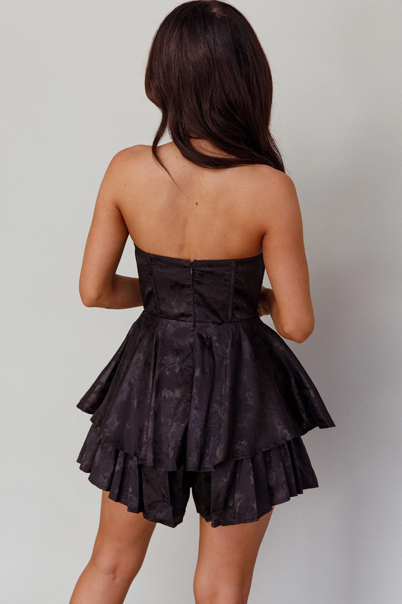 Paris Muse Gathered Bust Romper Black - Sonourner