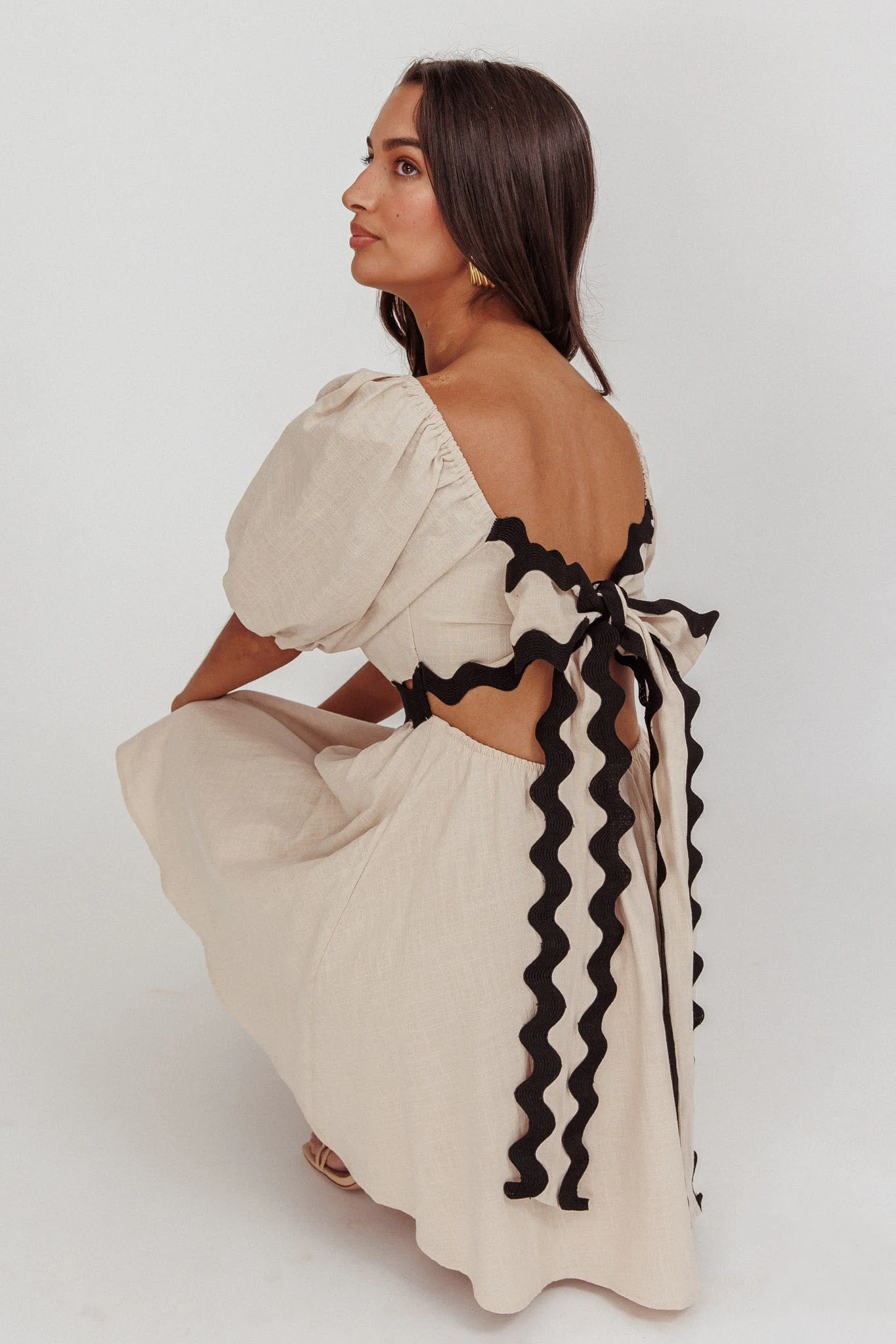 Akali Puff Sleeve A-line Mini Dress Oat - Sonourner