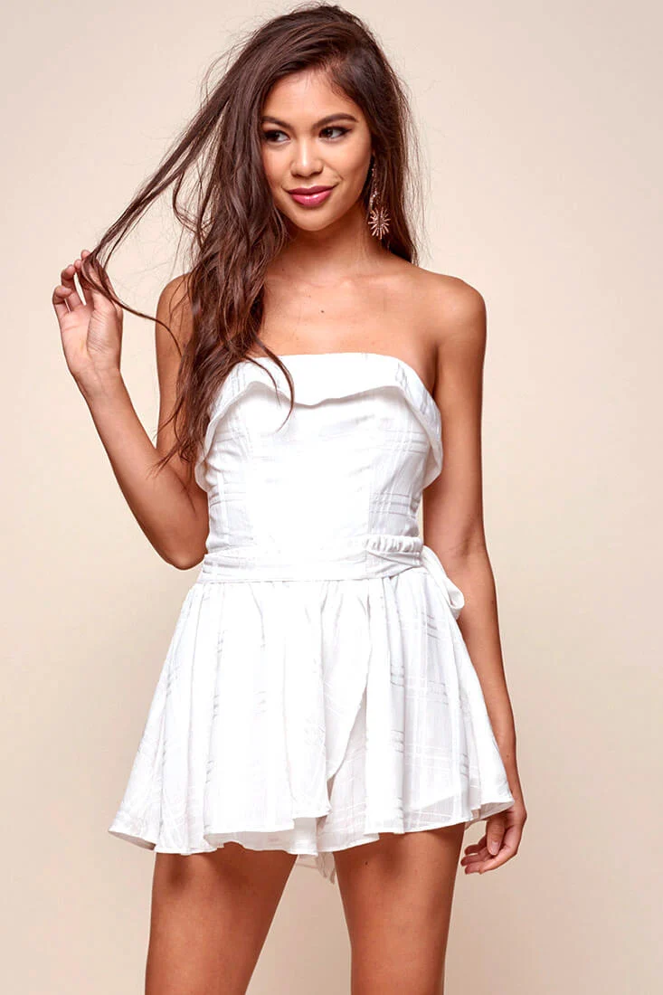 Quin Daytime Strapless Romper White - Sonourner