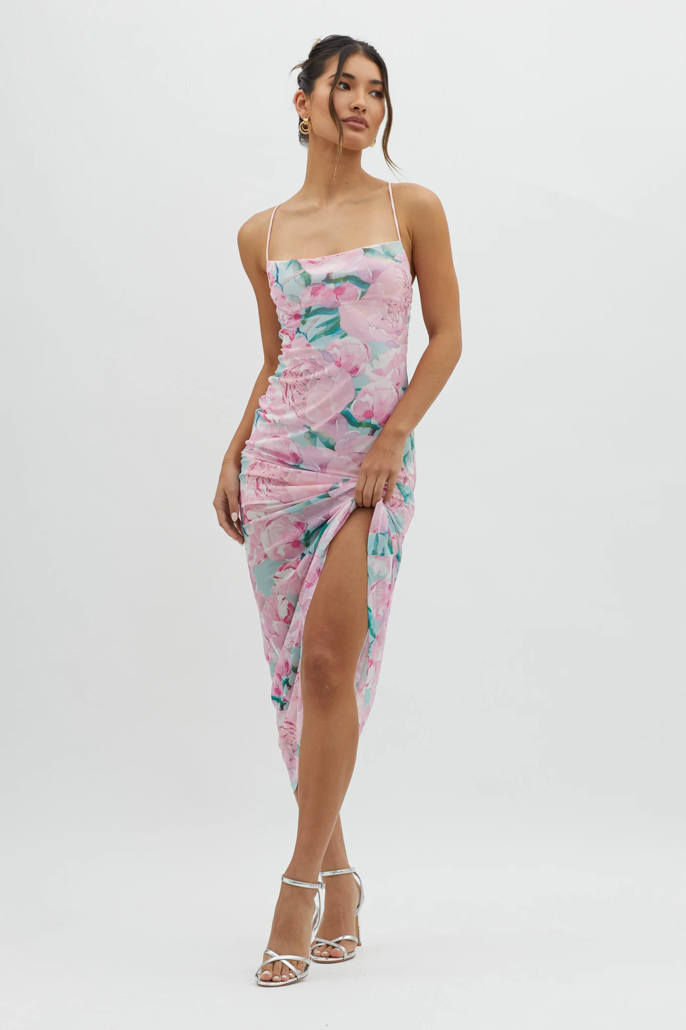Letting Go Tie-Up Back Maxi Floral Pink - Sonourner