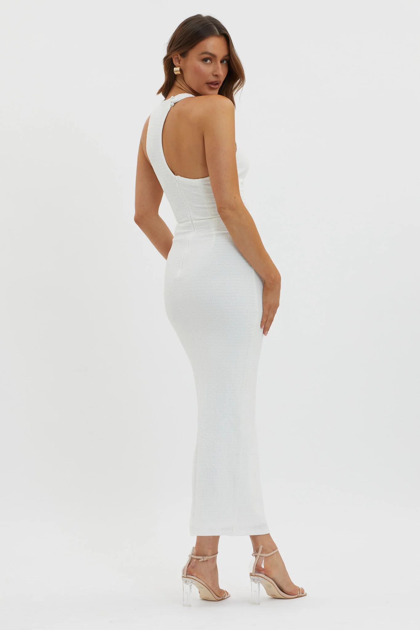 Seek And Find Asymmetric Neckline Dress White - Sonourner