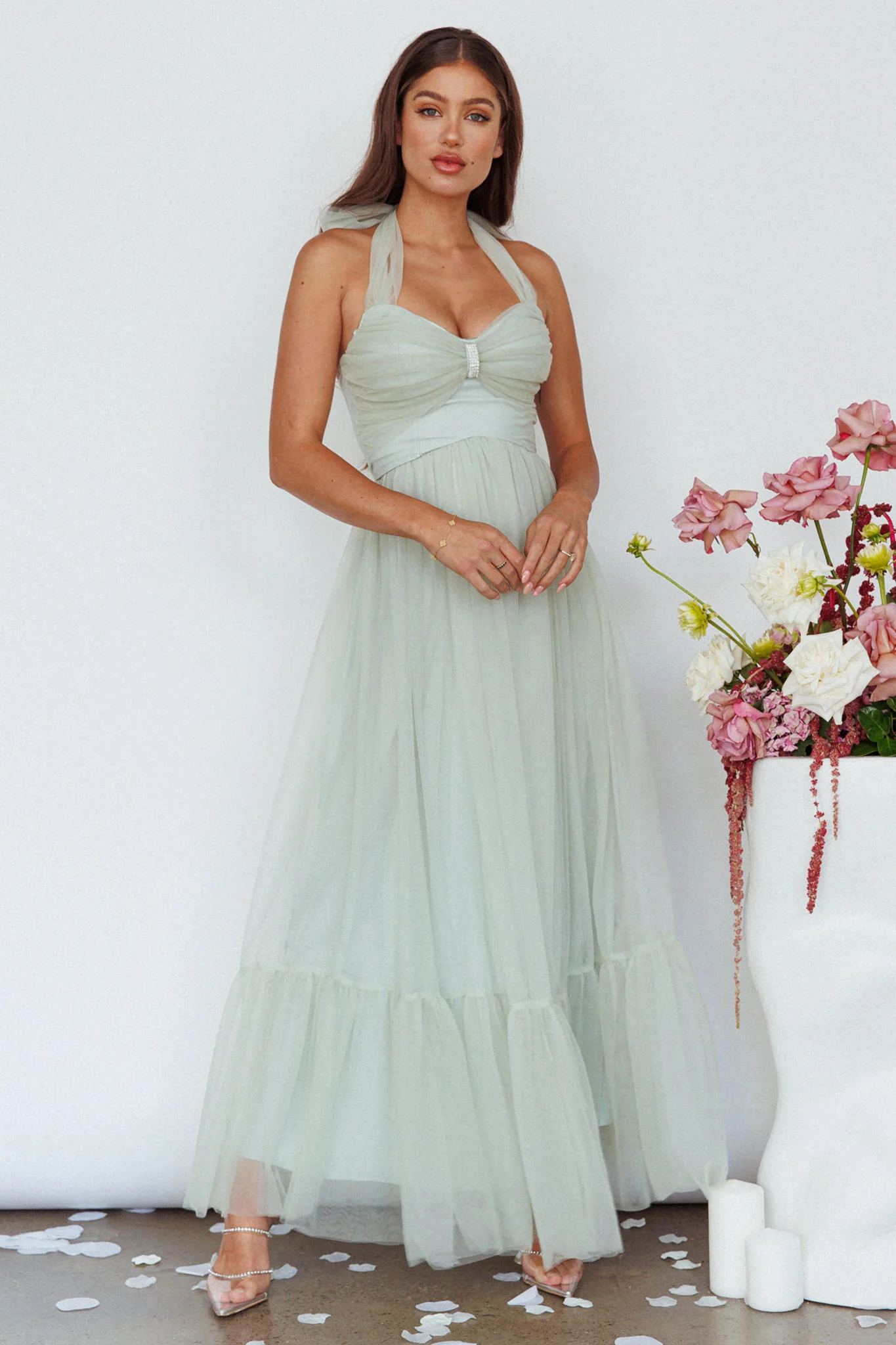Alegria Tulle Maxi Dress Pistachio - Sonourner