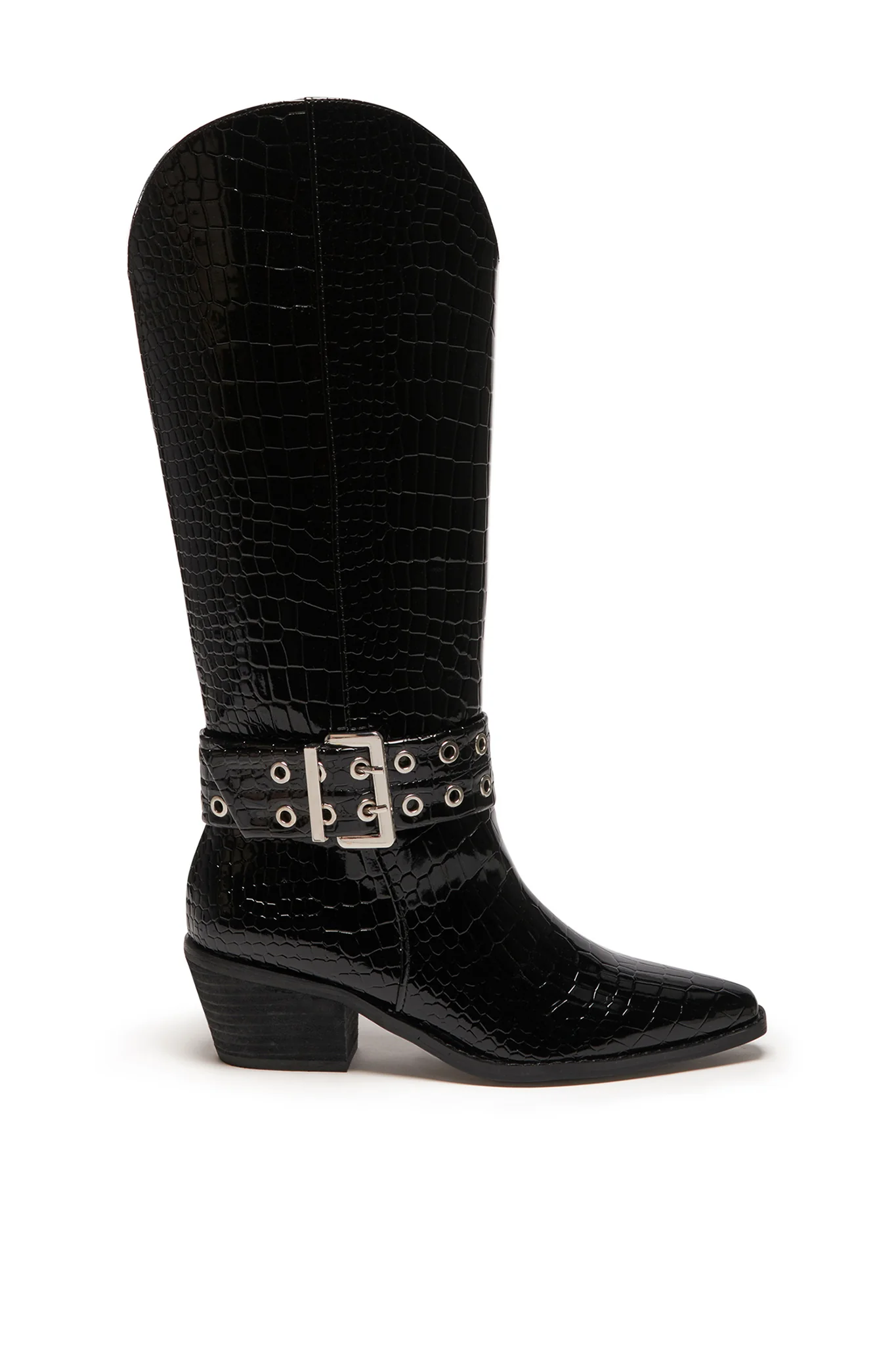 THERAPY Maiden Cowboy Boot Black Patent Croc - Sonourner