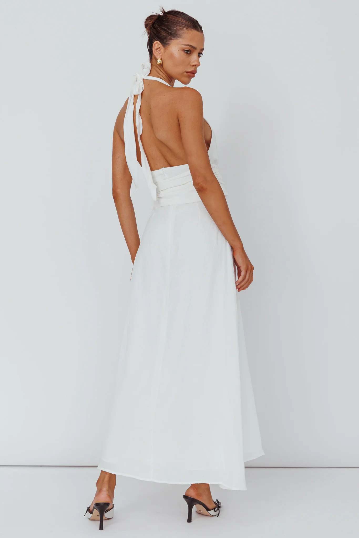 Spring Feels Halterneck Belt Maxi Dress White - Sonourner