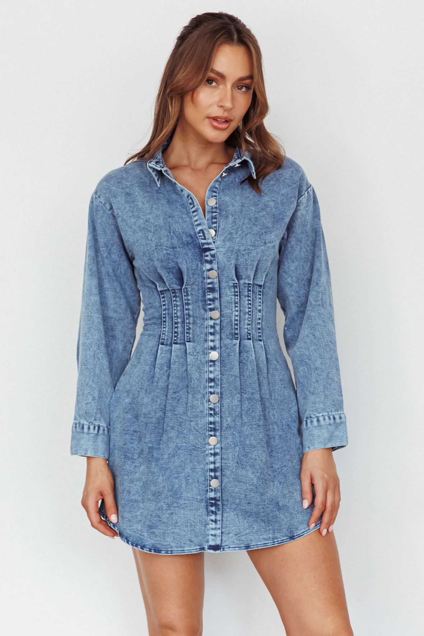 Zurich Long Sleeve Mini Dress Blue - Sonourner