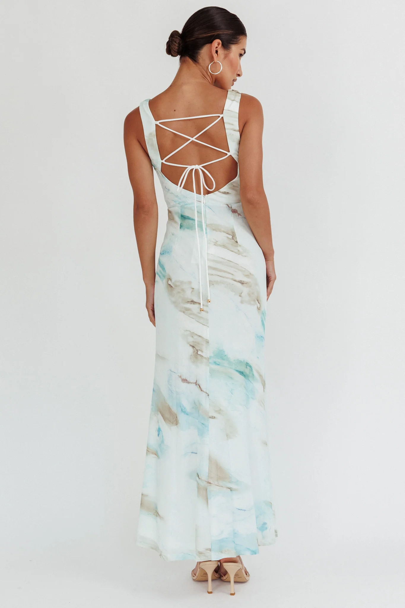 Jovelle Strappy Back Maxi Dress Marble Blue - Sonourner