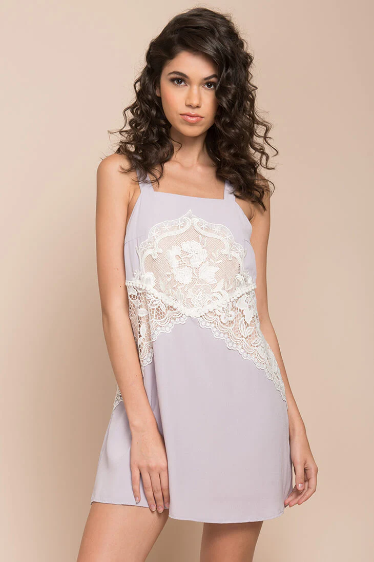 Lauren Lace Details Dress Lilac - Sonourner