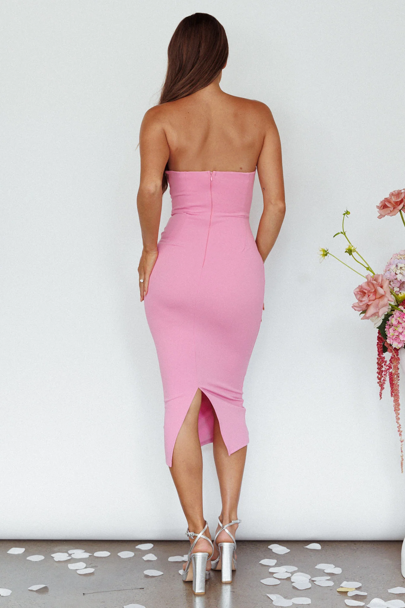 Yours Alone Gathered Detail Midi Dress Pink - Sonourner