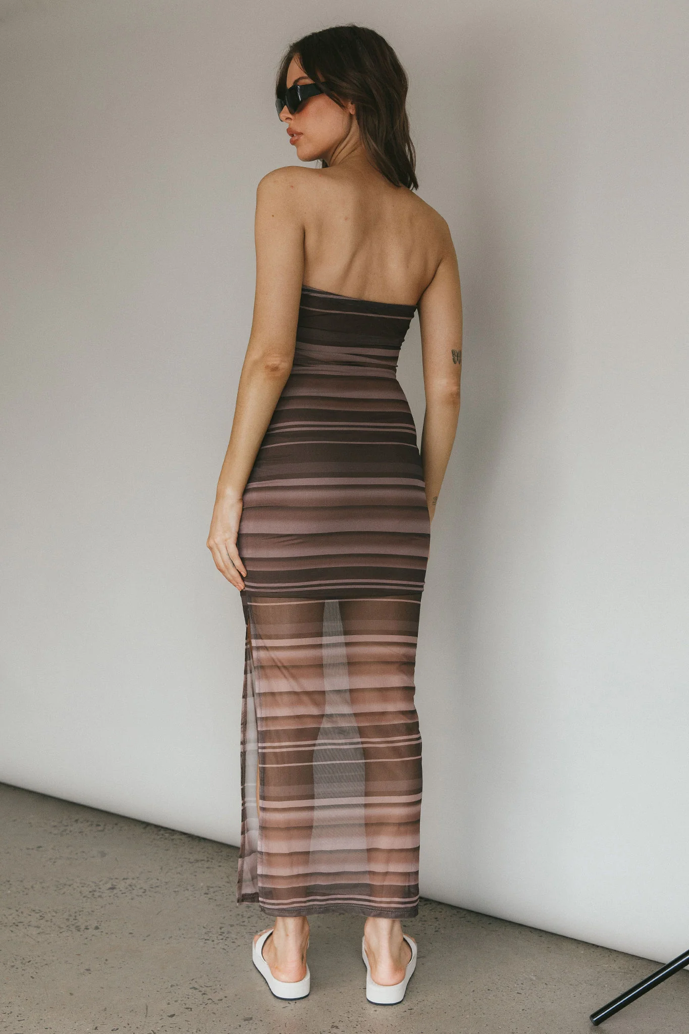 Island Life Strapless Maxi Dress Brown - Sonourner