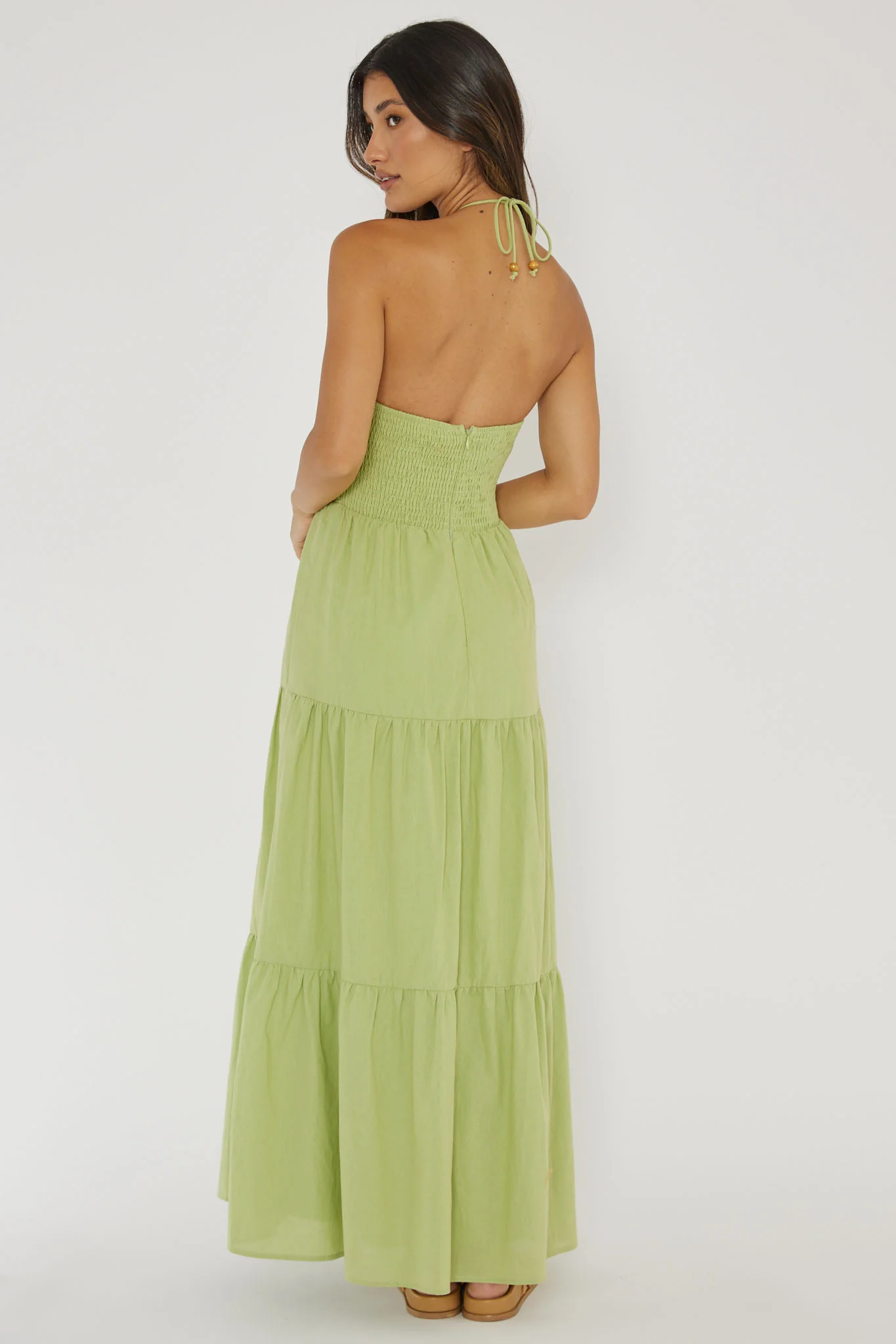 Life Elixir Halterneck Embroidered Maxi Dress Green - Sonourner