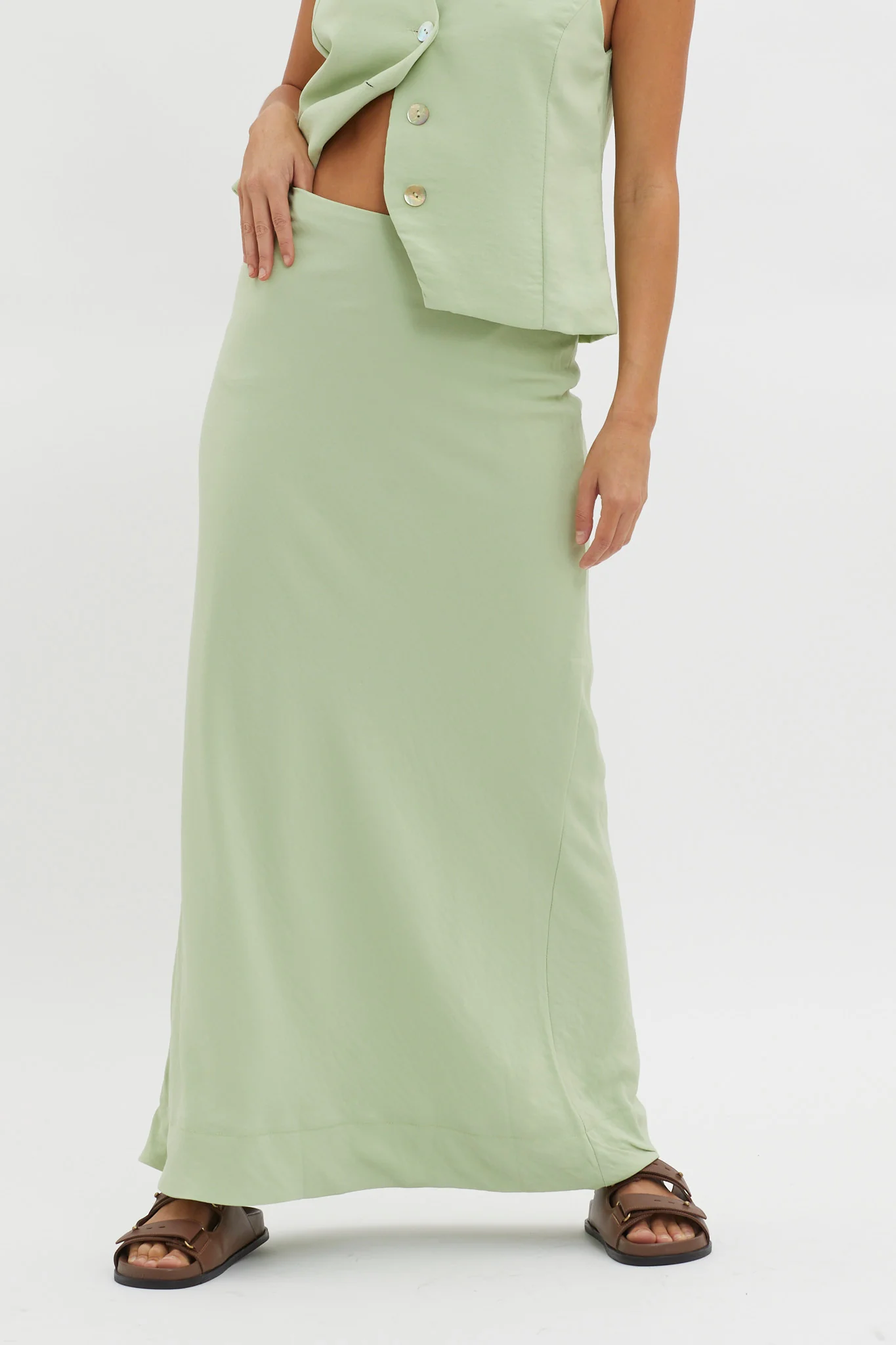 Philomena Midi Skirt Sage - Sonourner