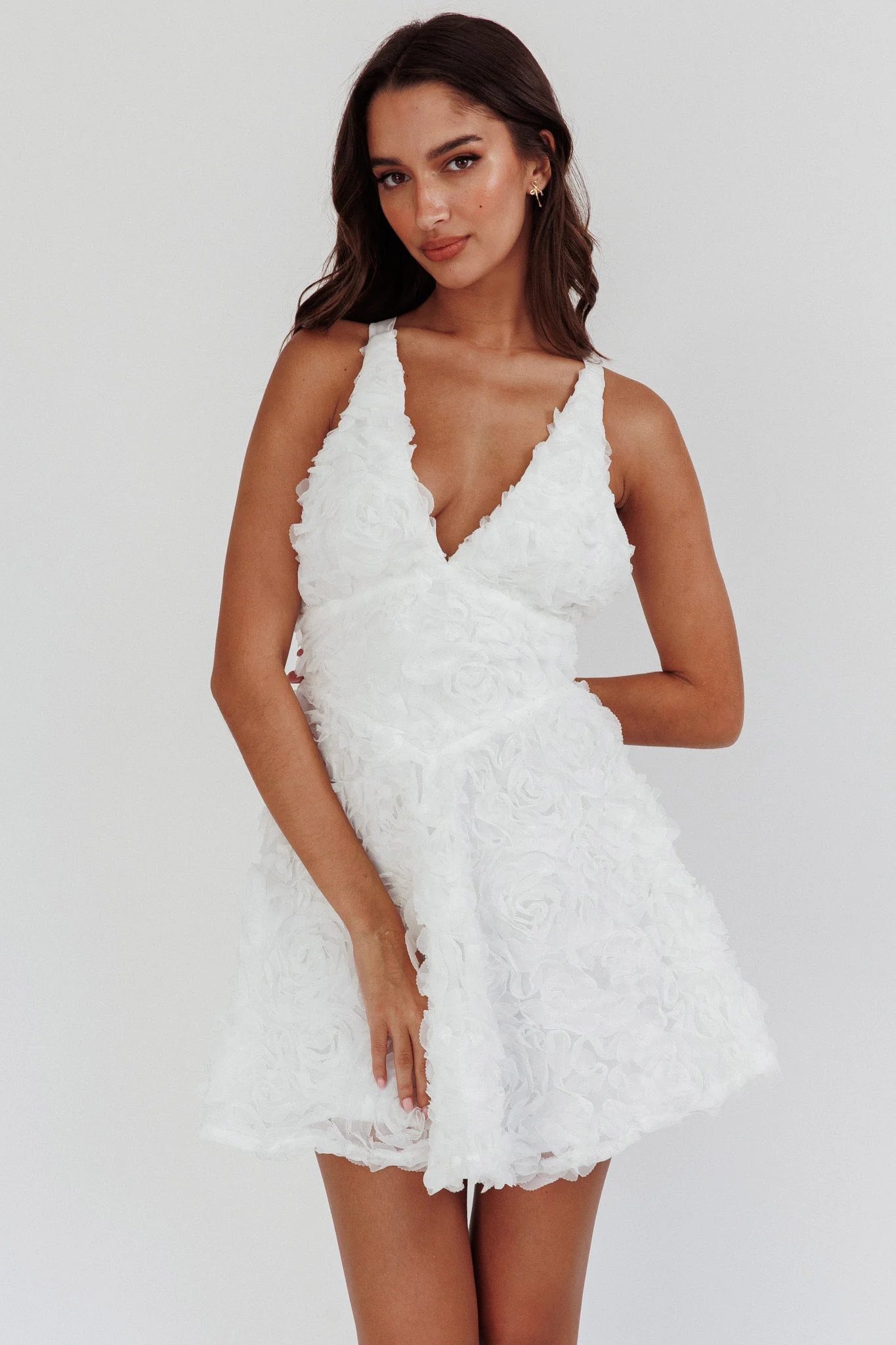 Lavalle Criss-Cross Embellished Mini Dress White - Sonourner