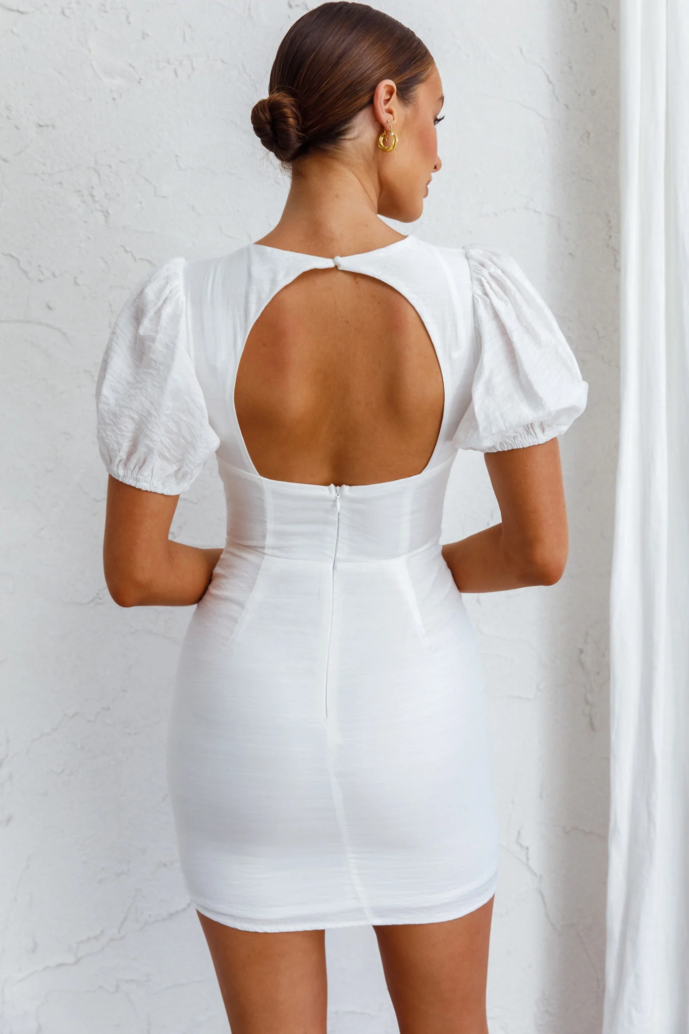 Aylina Scalloped Lace Mini Dress White - Sonourner