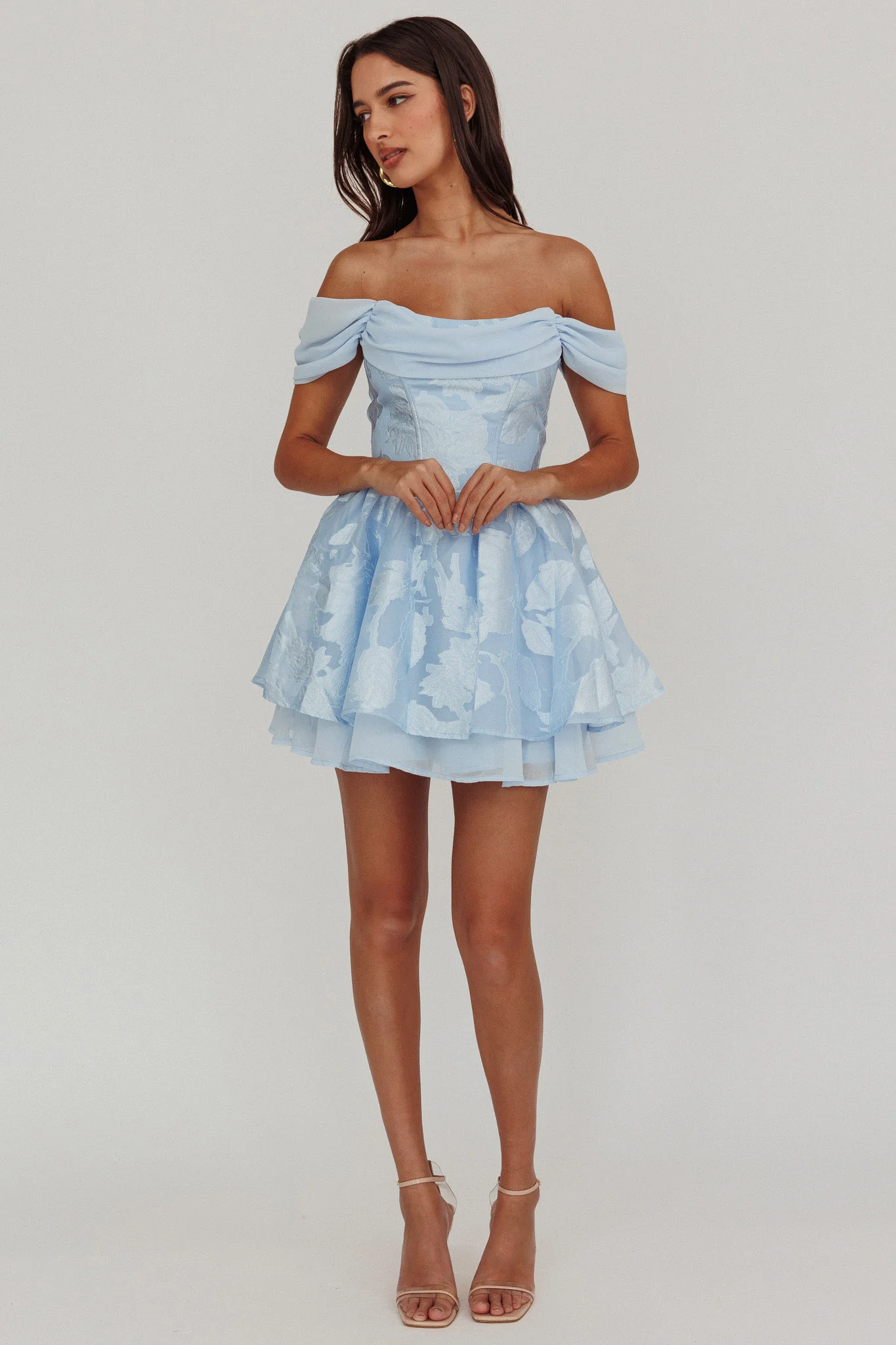 Lusting Off-Shoulder Mini Dress Blue - Sonourner