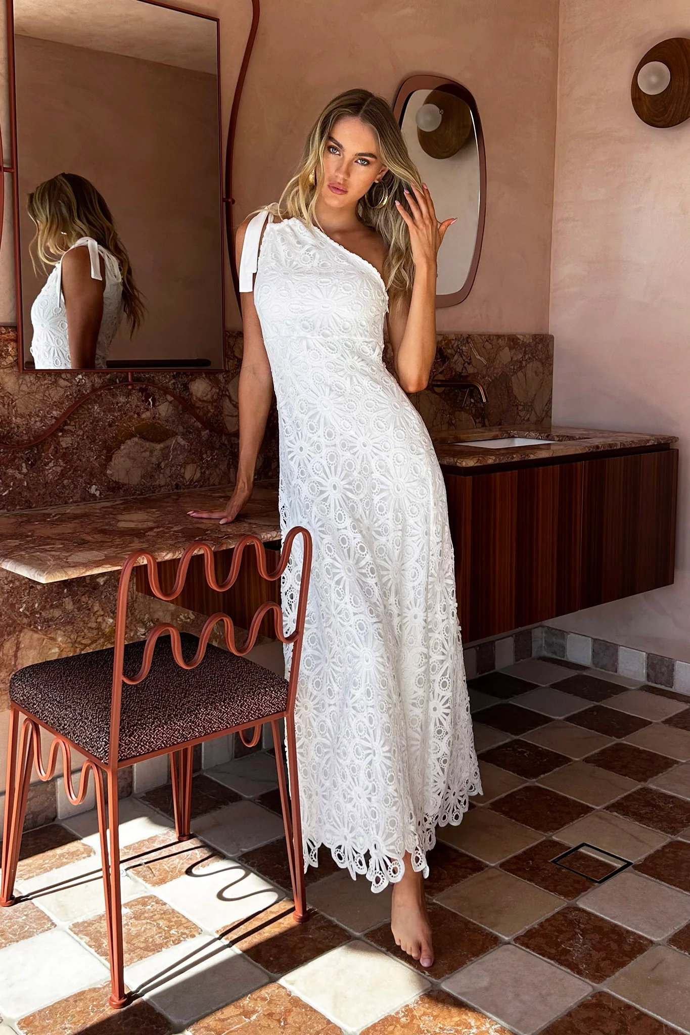 Artice One Shoulder Maxi Dress Off White - Sonourner