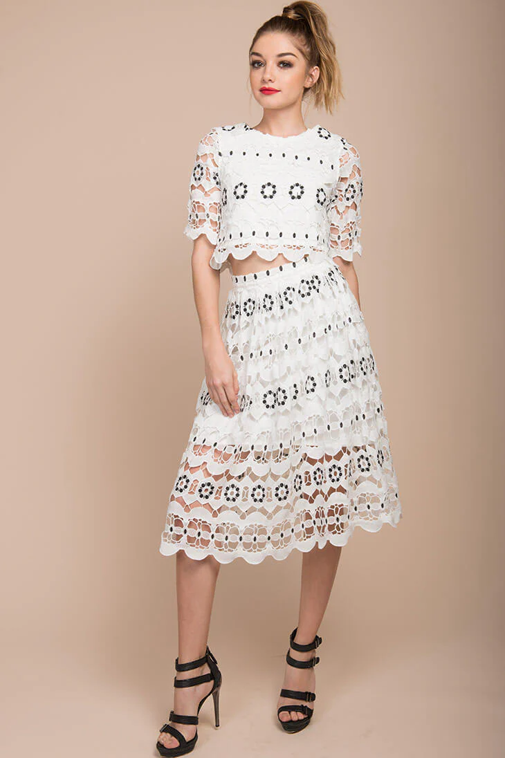 Gigi Crop Top and Skirt White - Sonourner