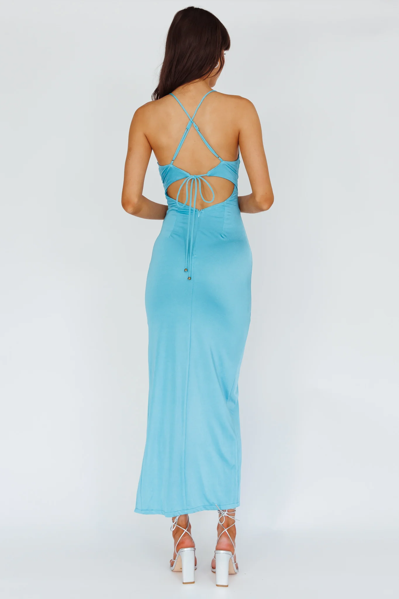 Summer Rose Front Split Midi Dress Teal - Sonourner