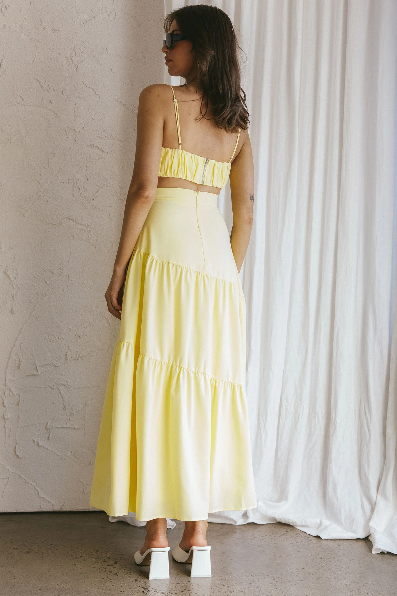 Bondi Waist Tie Maxi Skirt Lemon - Sonourner