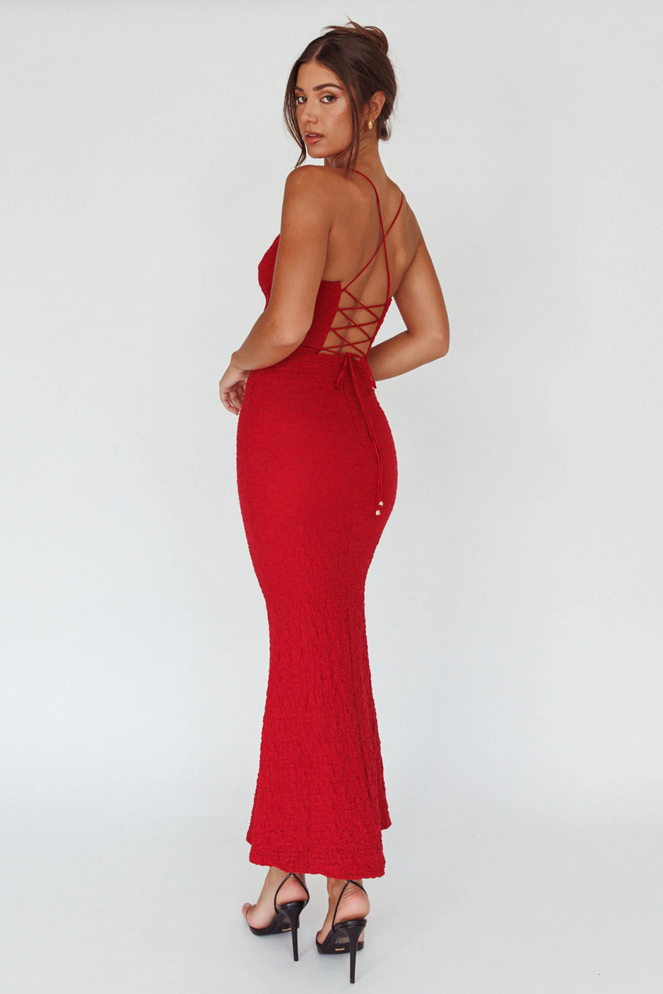 Nouveau U-Neckline Midi Dress Wine - Sonourner