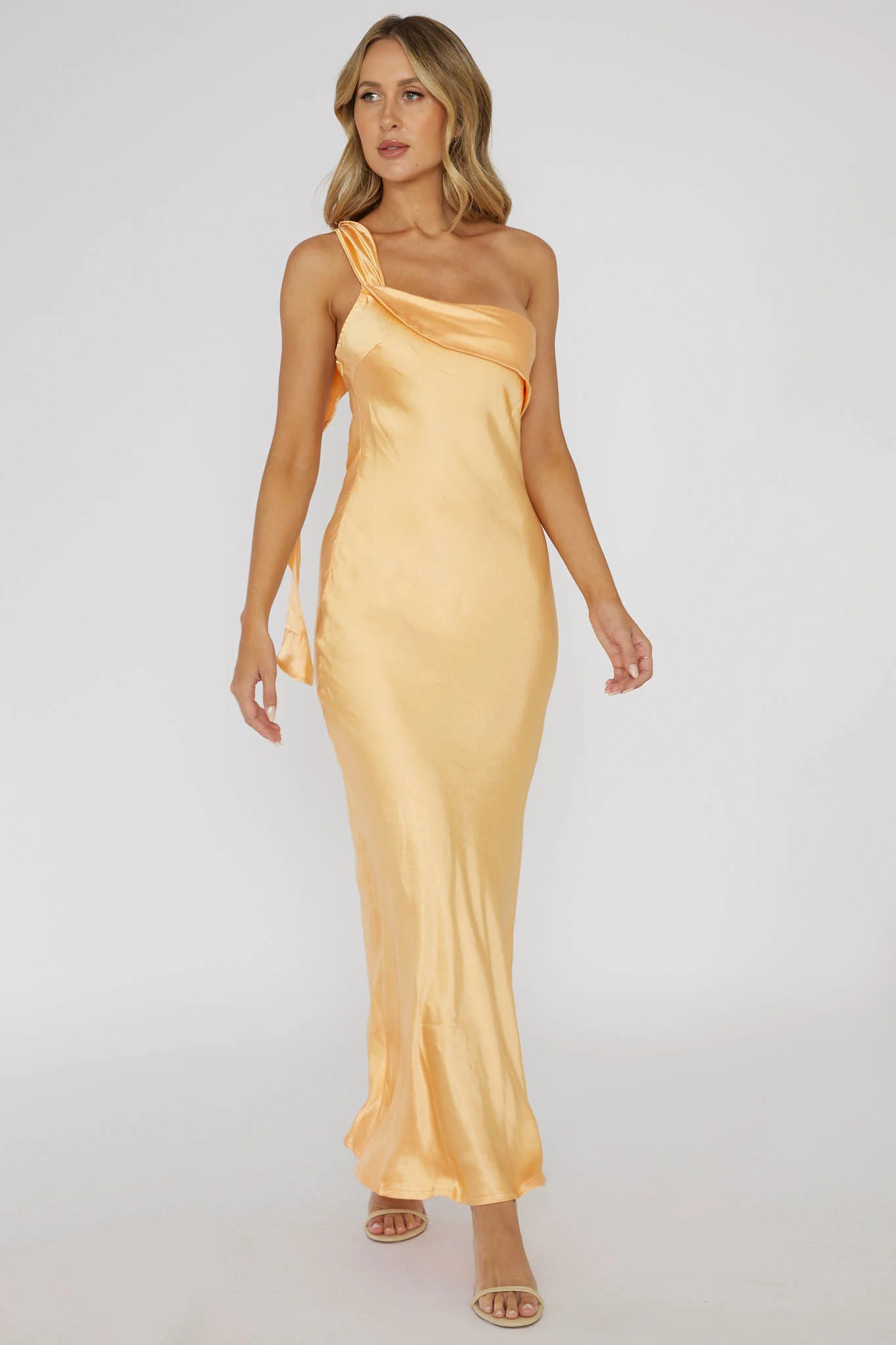 Carmel One-Shoulder Sash Maxi Dress Rockmelon - Sonourner