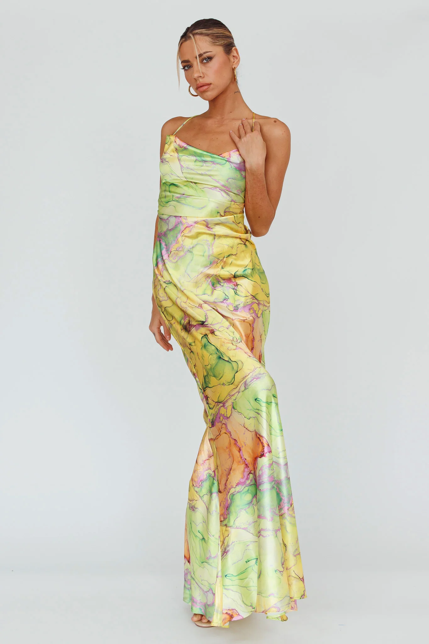 Bailey Strappy Chain Back Maxi Dress Lime - Sonourner