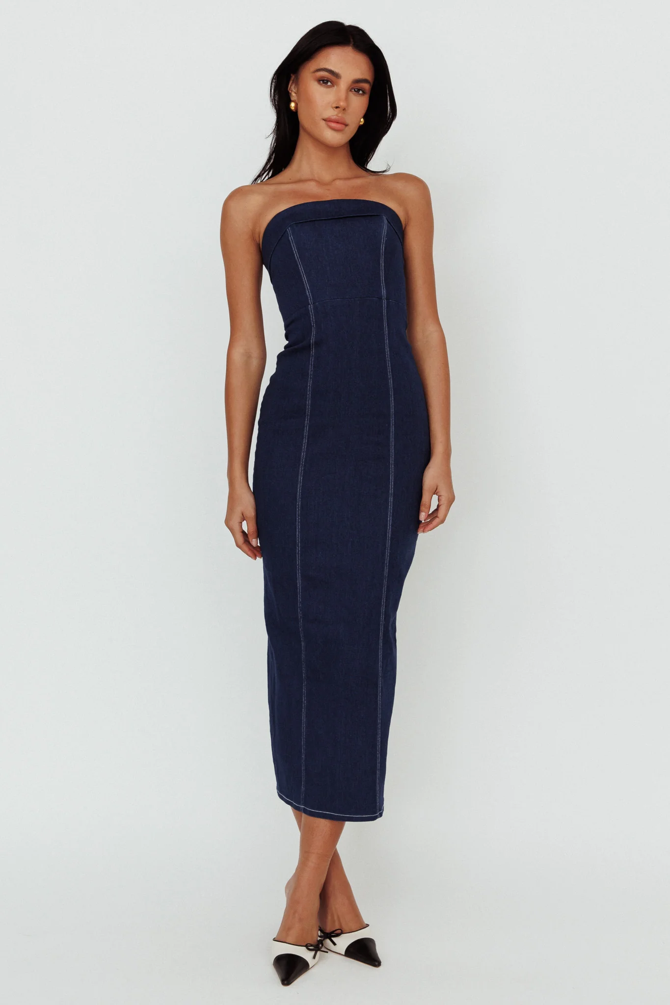 Press Play Strapless Maxi Dress Indigo - Sonourner